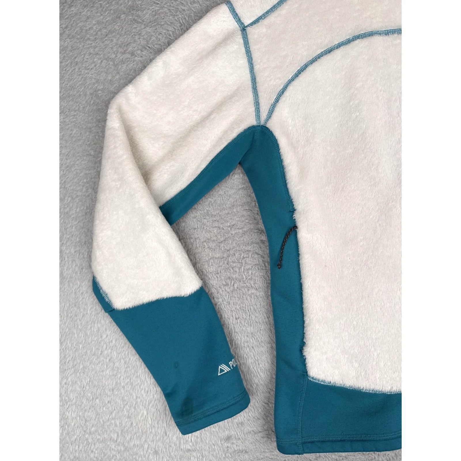Mountain Hardwear Mountain Hardwear Jacket Womens XL White Teal Polartec Fleece Full Zip Hooded Size XL / US 12-14 / IT 48-50 - 3 Thumbnail