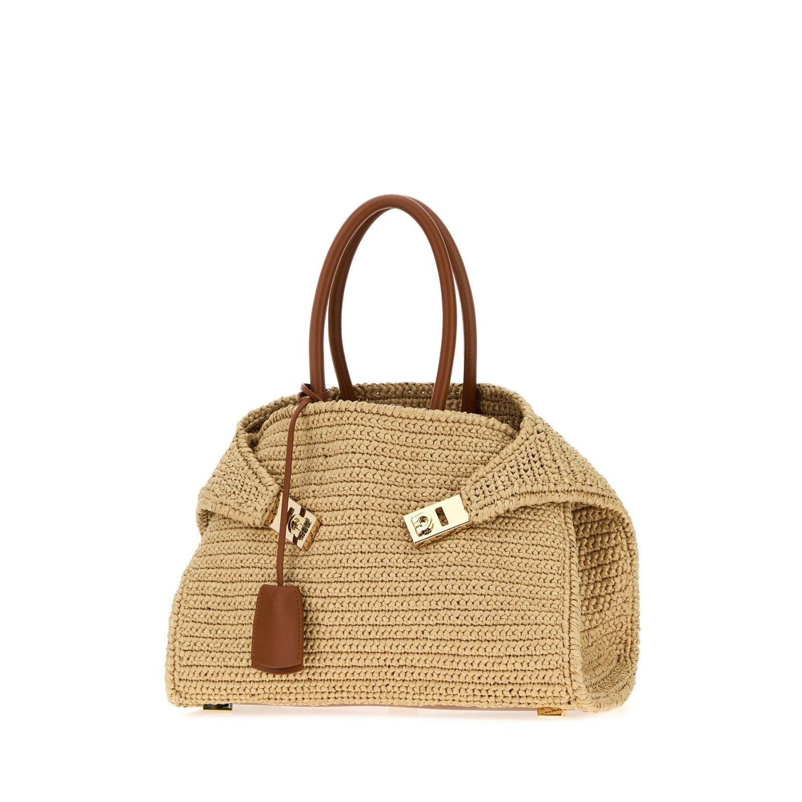Salvatore Ferragamo FERRAGAMO Raffia Small Hug Natural Top Handle Bag New & Auth Size ONE SIZE - 2 Thumbnail