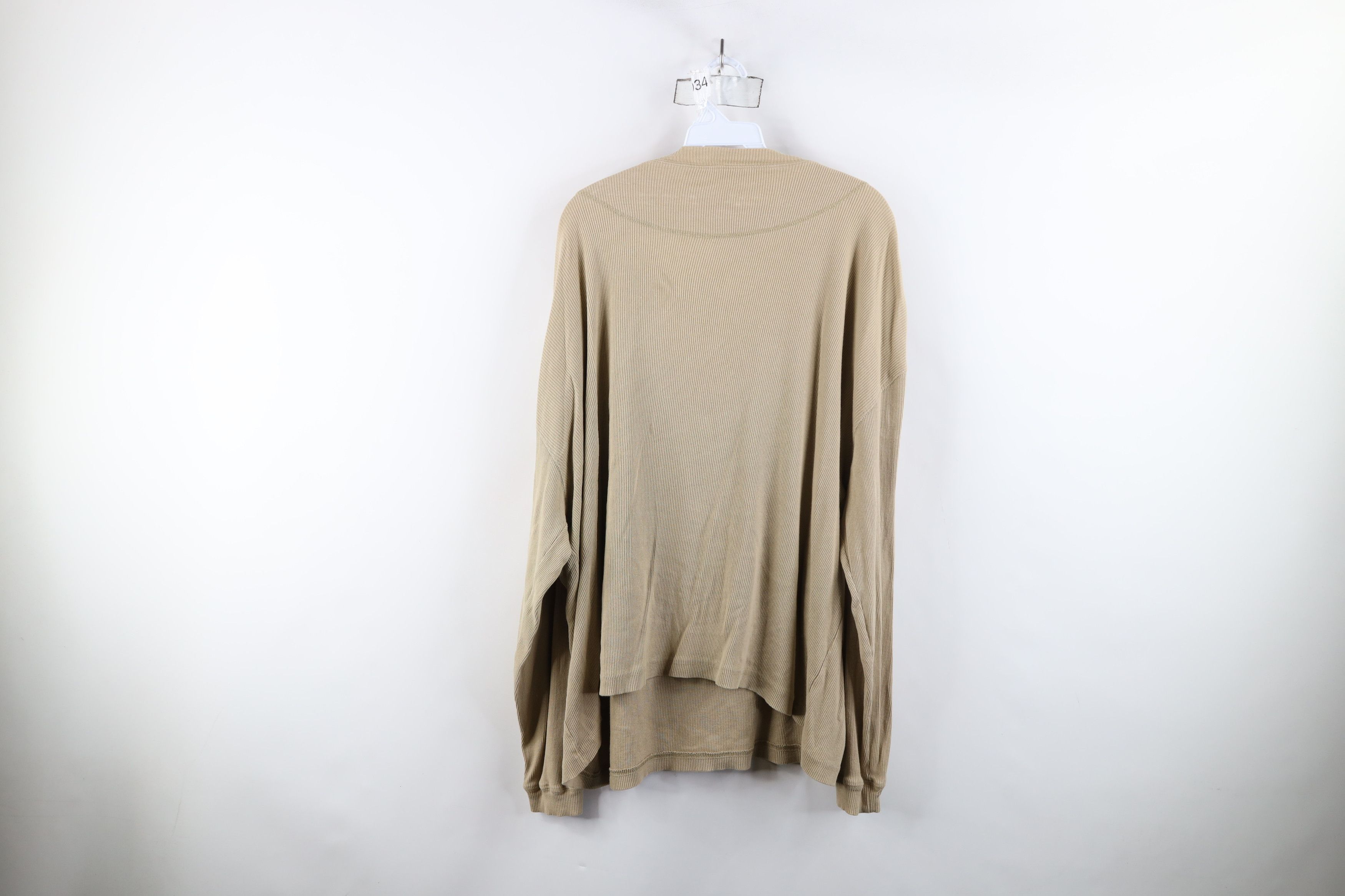 Vintage Vintage 90s Streetwear Ribbed Knit Henley T-Shirt Beige Size US XL / EU 56 / 4 - 11 Thumbnail