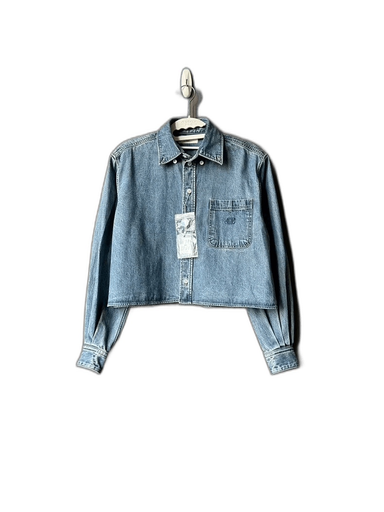Celine Celine Embroidered Denim Cropped Shirt Size US XS / EU 42 / 0 - 1 Thumbnail