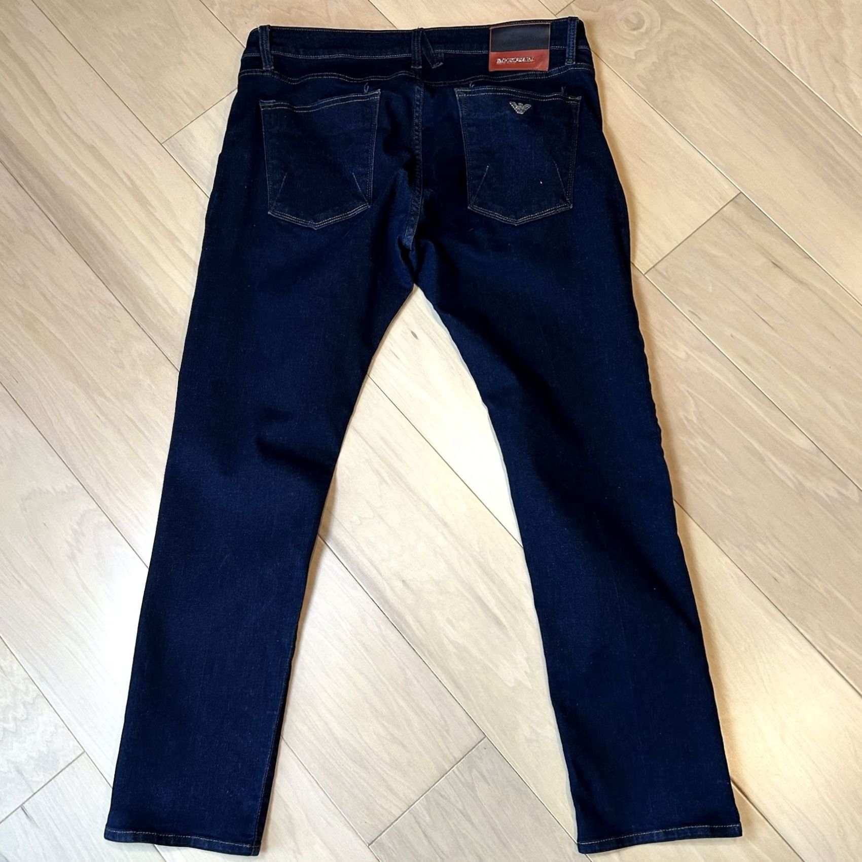 Vintage Emporio Armani Jeans 1981 Deep Blue Men’s 37 Denim Zip Slim 5-Pocket Mid Rise Logo Brand Clothing Mens Jeans Size US 37 - 4 Thumbnail