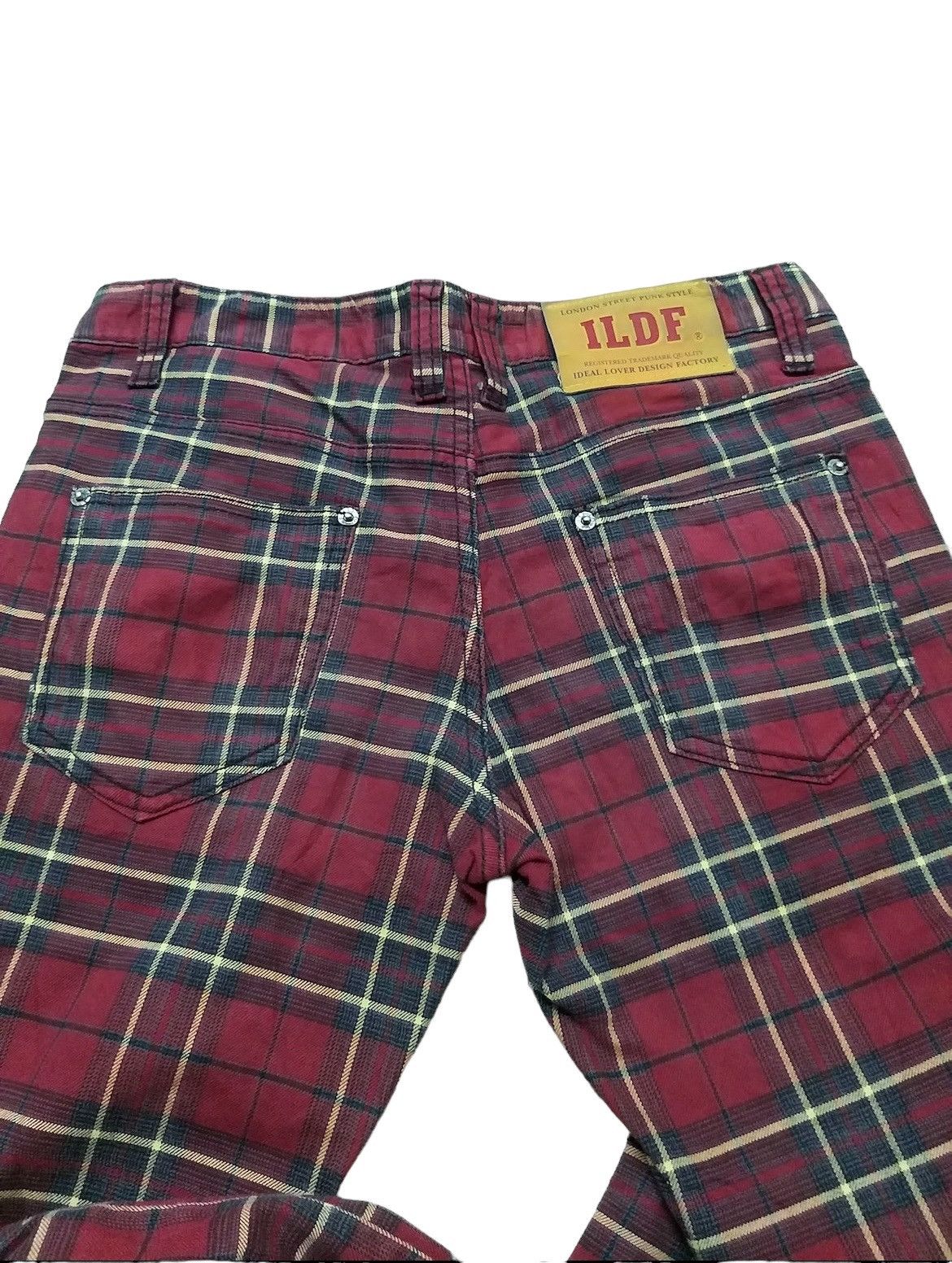 Japanese Brand SICK💥ILDF PUNK GOTHIC CHECKERED JEANS Size US 31 - 4 Thumbnail