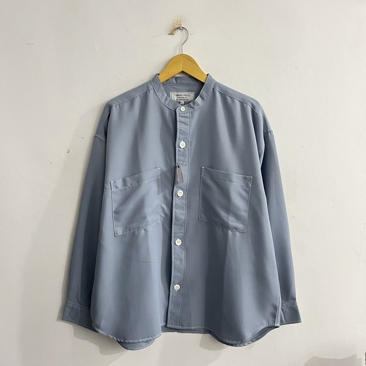 Japanese Brand Timbre Poste Blue With Contrast Stitch Stand Collar Shirt Size US L / EU 52-54 / 3 - 1 Thumbnail