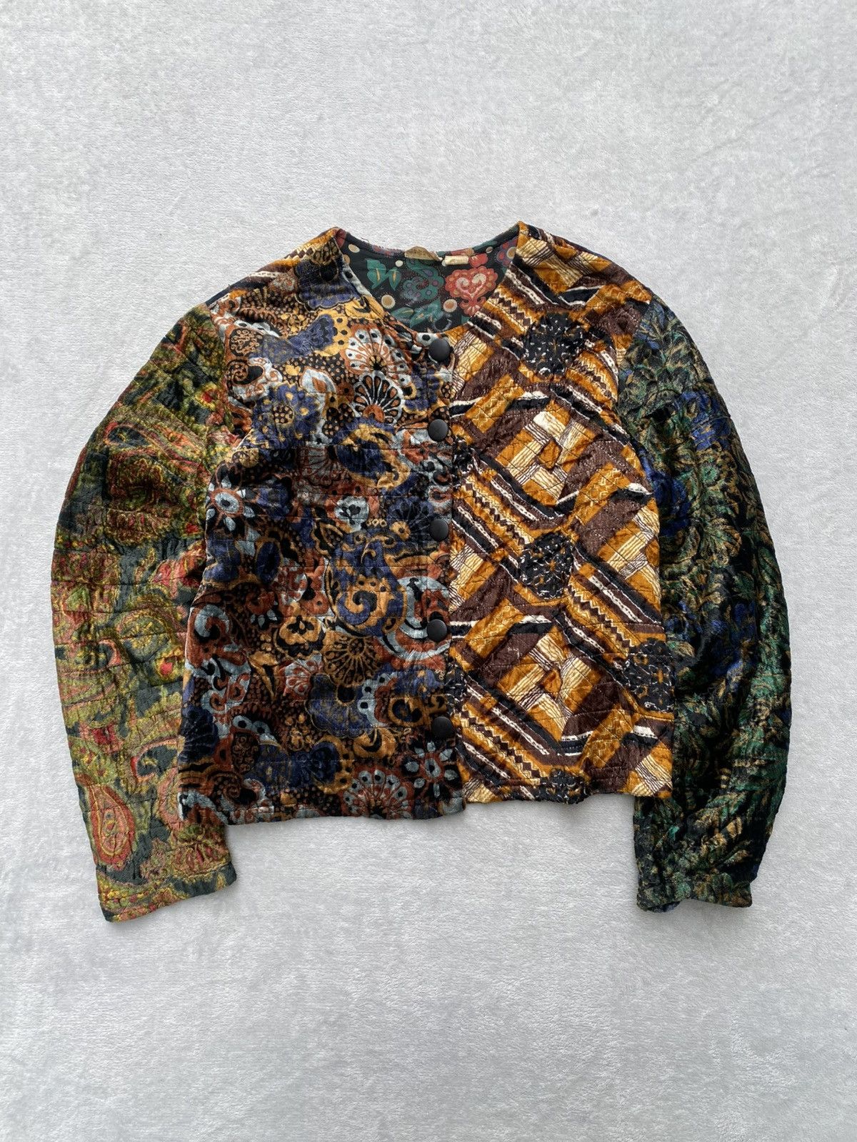Vintage 1980s El-saad Copenhagen Indian Tapestry Velvet Jacket Size M / US 6-8 / IT 42-44 - 4 Thumbnail