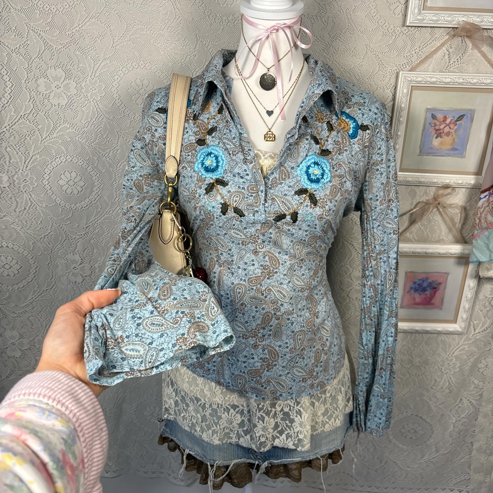 Other vintage rampage floral embroidered blouse Size L / US 10 / IT 46 - 2 Thumbnail