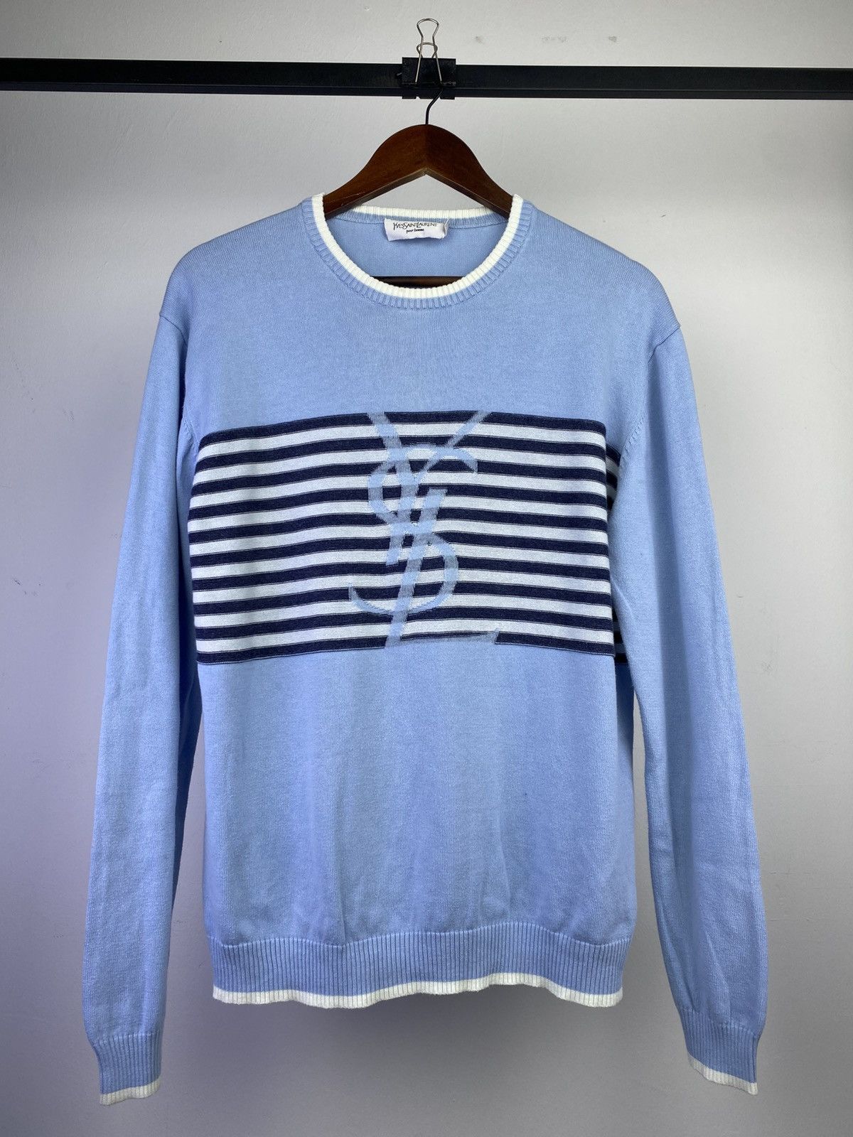 Yves Saint Laurent Yves Saint Laurent 00s Y2K Big Logo Knit Sweater Size US M / EU 48-50 / 2 - 1 Thumbnail