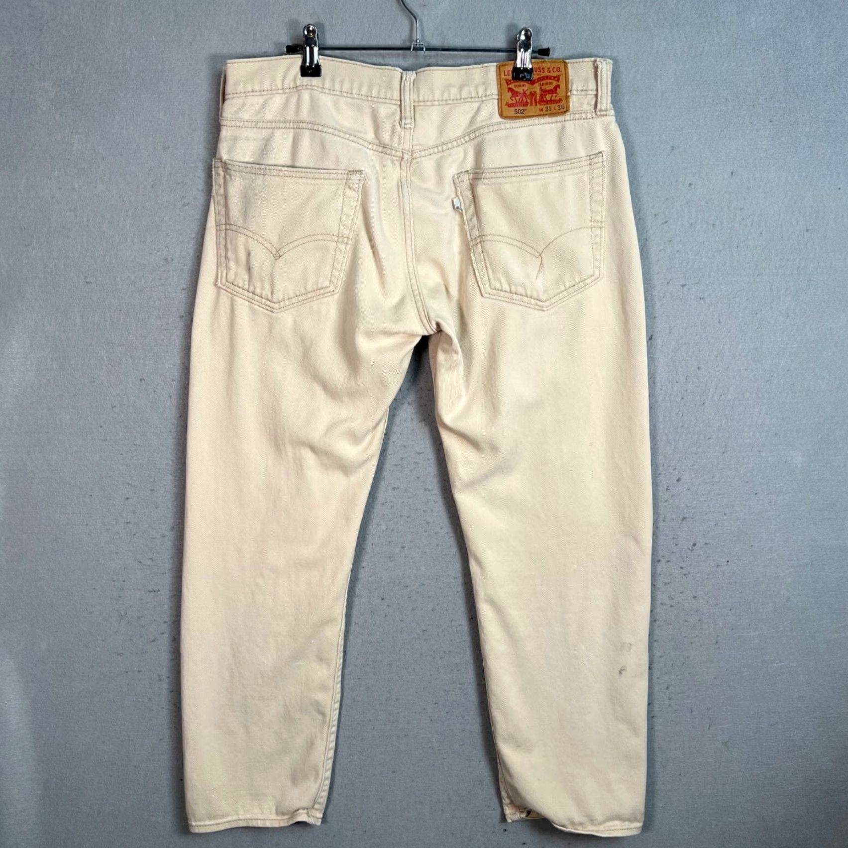 Levi's Levis 502 Beige Tapered Fit Jeans 31 x 30 Cotton Denim Men Jeans Size 31 Beige Tapered Levi's 502 Vintage/Regular Size US 31 - 2 Thumbnail
