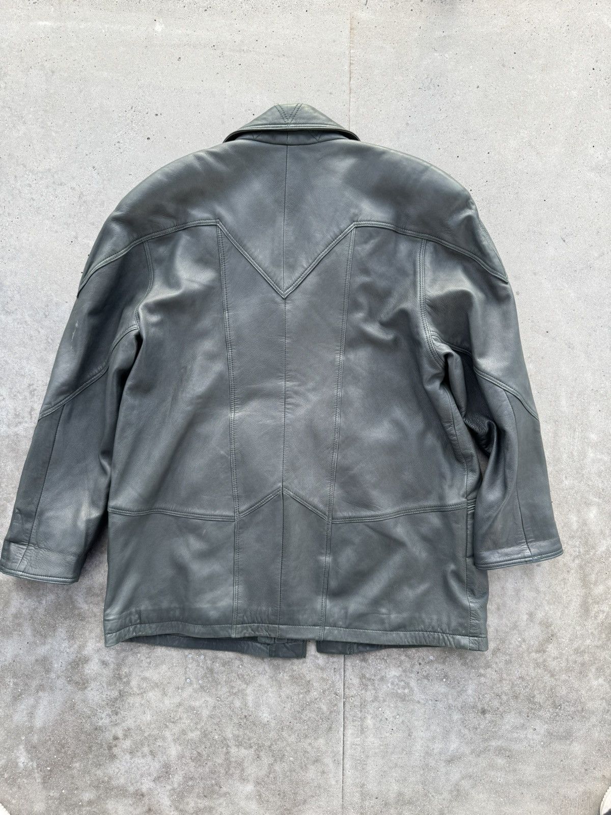 Genuine Leather × Vintage Vintage leather Jacket matrix coat dark green Size US M / EU 48-50 / 2 - 5 Thumbnail