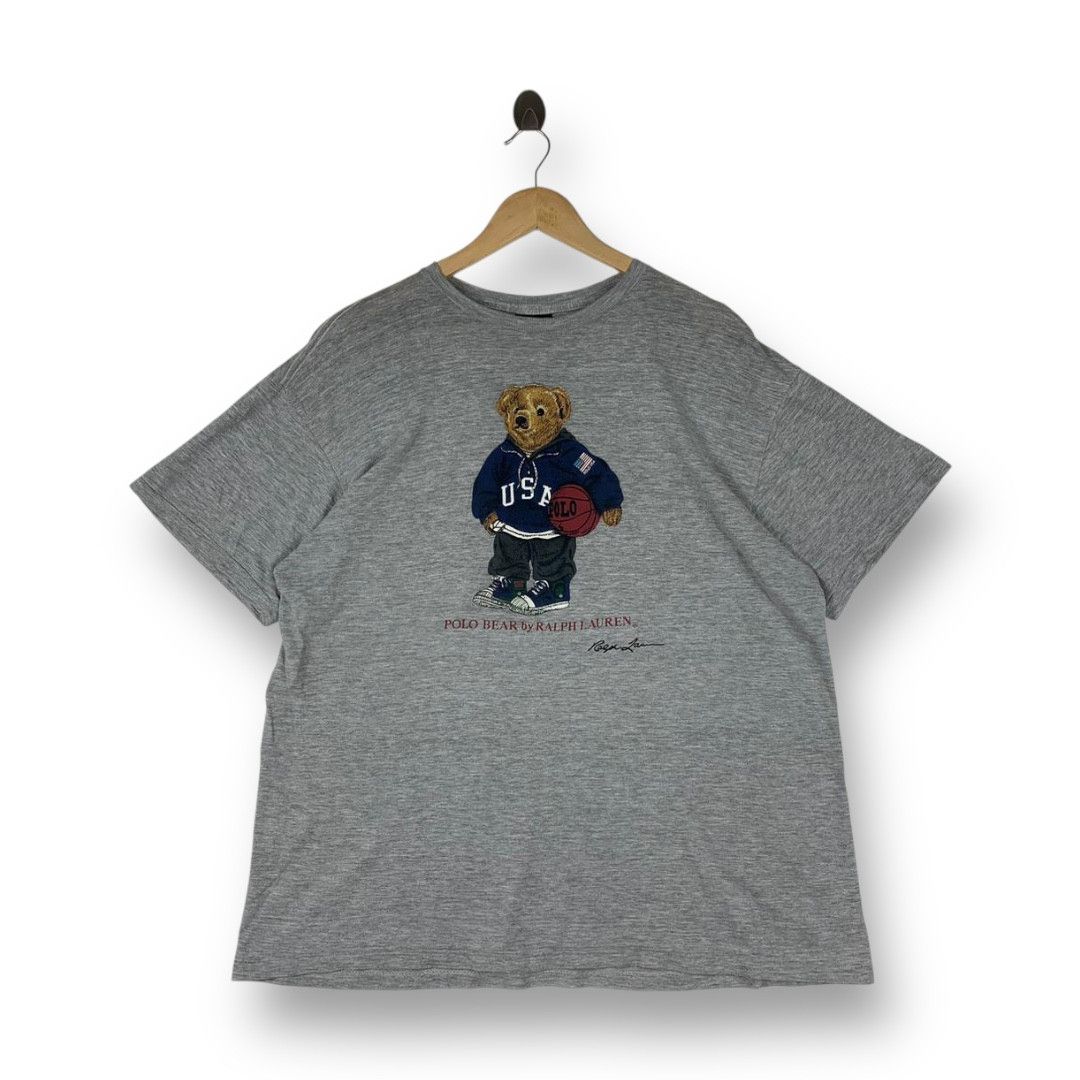 Polo Ralph Lauren Vintage 90s Polo Basketball Bear Hoodie by Ralph Lauren Tee Size US L / EU 52-54 / 3 - 1 Thumbnail