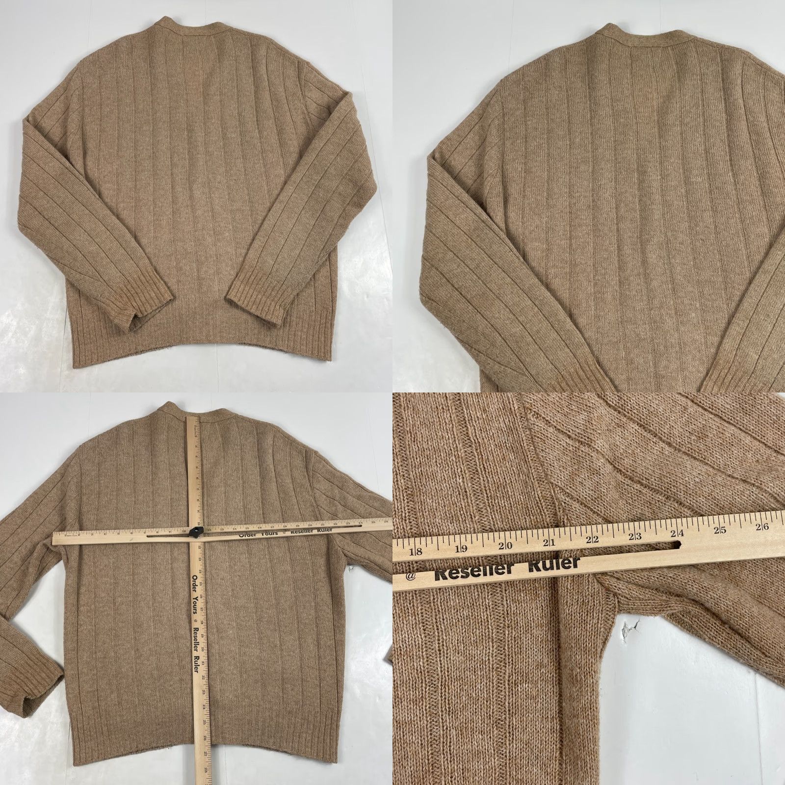Vintage VINTAGE Lahman Cardigan Sweater Mens Large Beige Lambs Wool 90s Grunge Preppy Cardigan Size US L / EU 52-54 / 3 - 8 Thumbnail