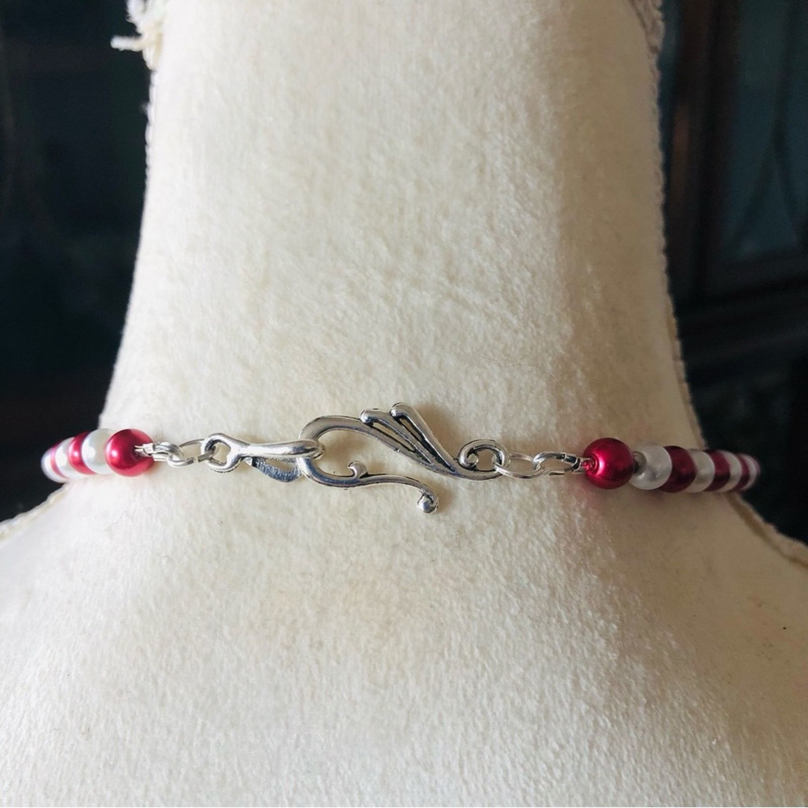 Handmade Handcrafted repurpose pave heart Pearl necklace Size ONE SIZE - 9 Thumbnail