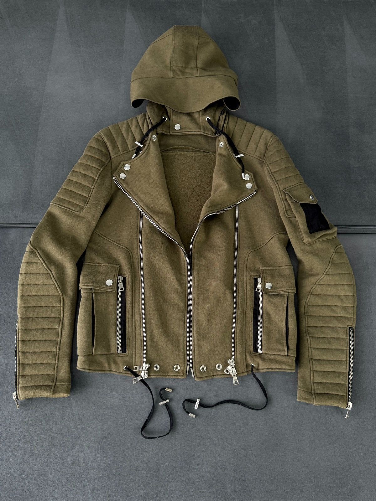 Balmain Archival 00s Luxury Biker Hoodie Rare Jacket