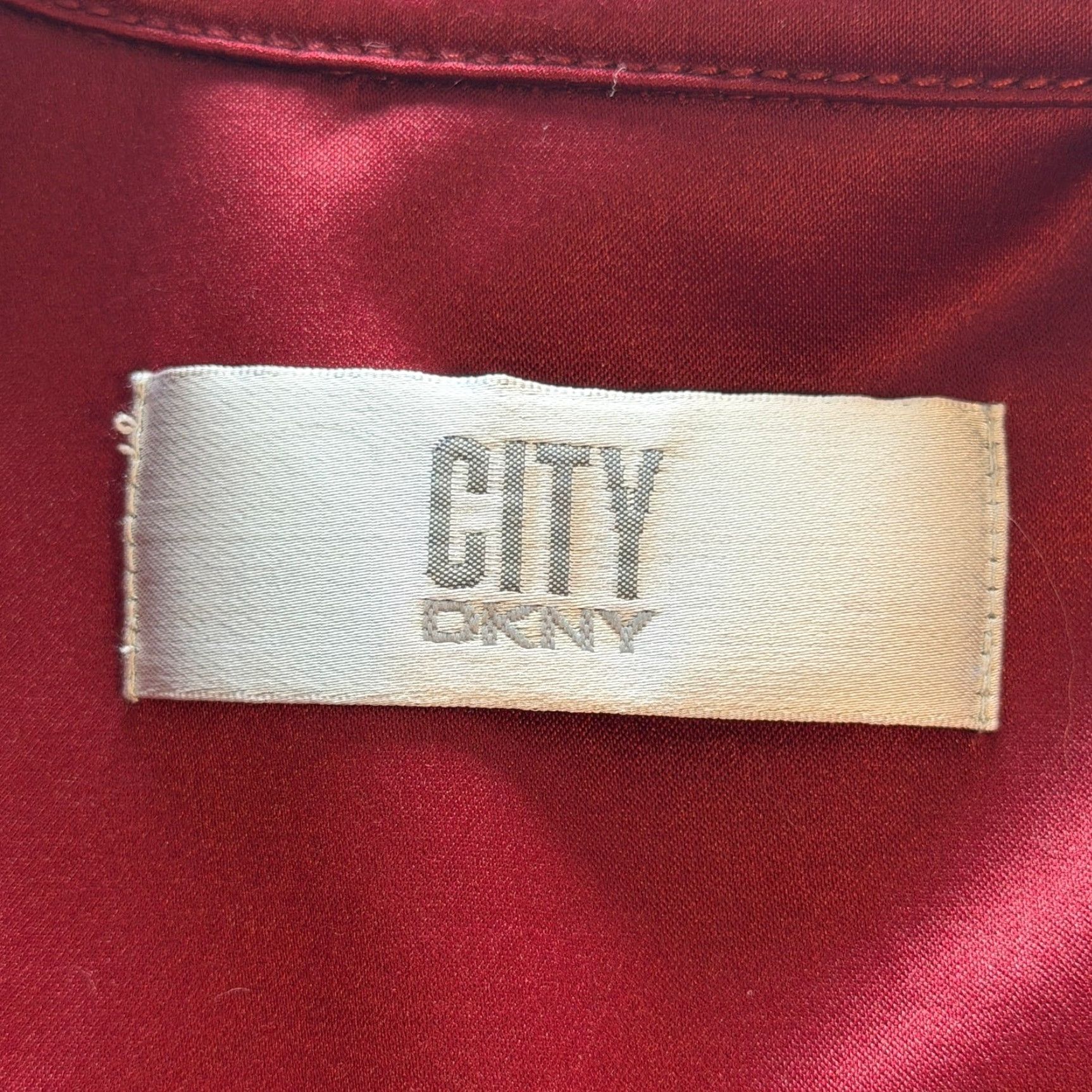 DKNY VINTAGE DKNY Jacket Women 14 Red Utility Full Zip Lightweight Satin Pocketed Zipper Mid-Length Mens? No, Women. Size XL / US 12-14 / IT 48-50 - 3 Thumbnail