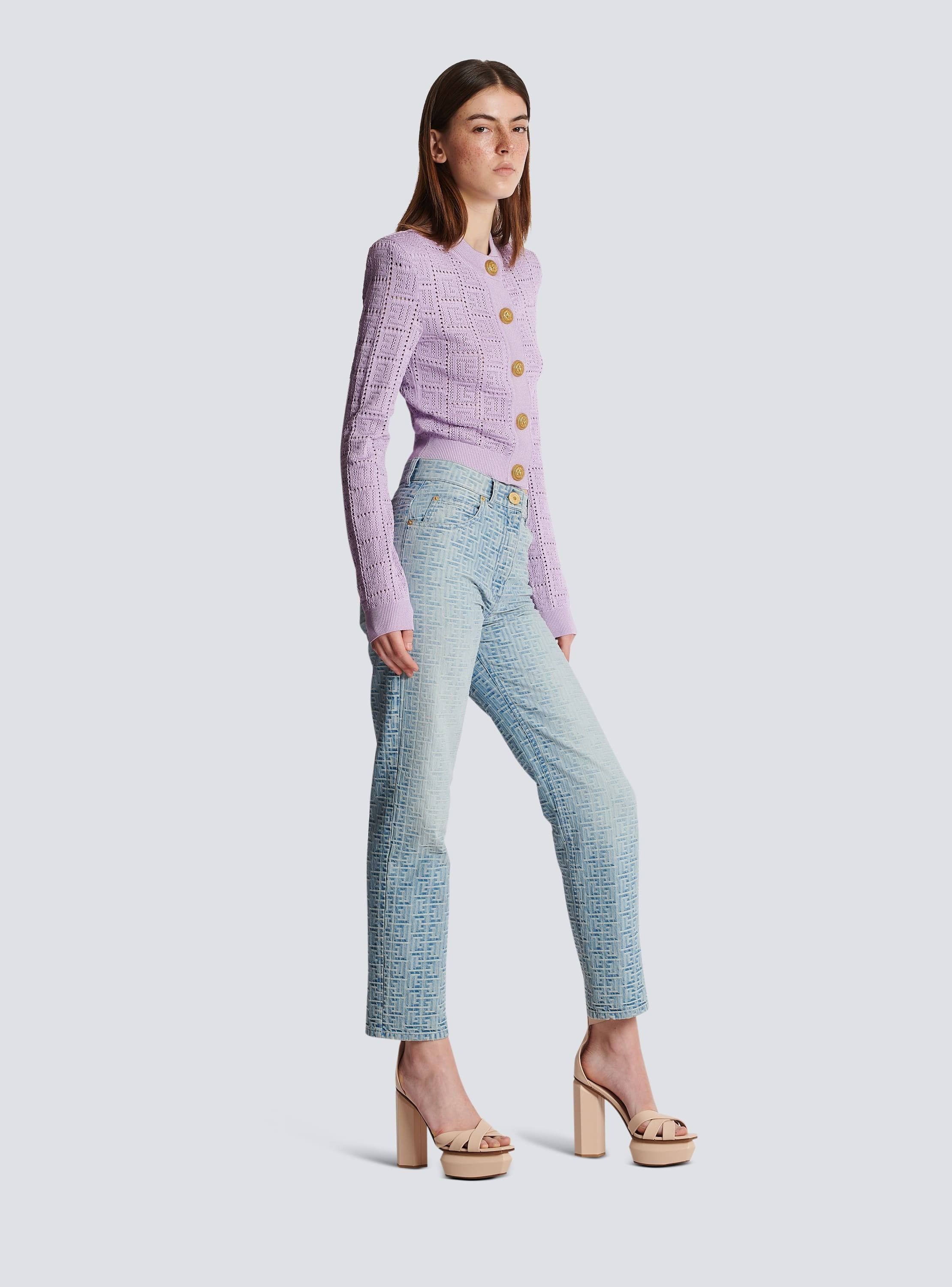 o1srvl11e1123 Buttoned Knit Cardigan in Lilac