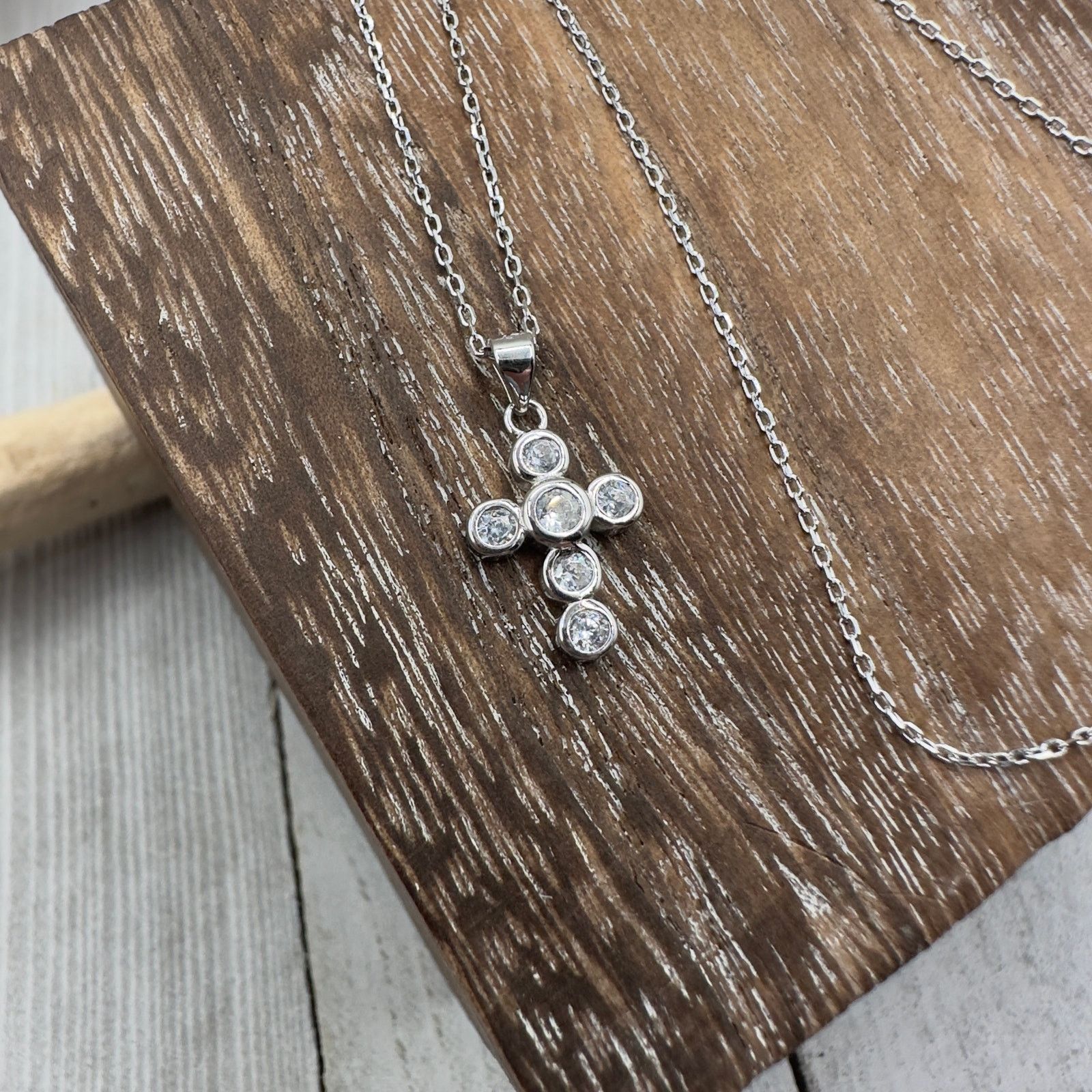 The Unbranded Brand Cross CZ Sterling Silver Necklace Size ONE SIZE - 5 Thumbnail