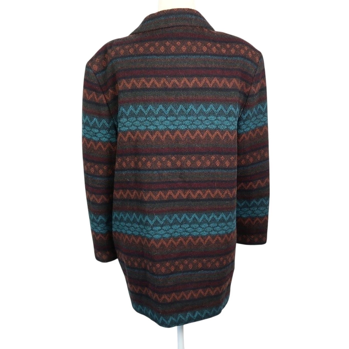 Casablanca VINTAGE Casablanca Blazer Jacket Geometric Wool 10 Womens Brown Blue Pattern 80s 90s Bohemian Fall Winter Button Closure Size L / US 10 / IT 46 - 4 Thumbnail