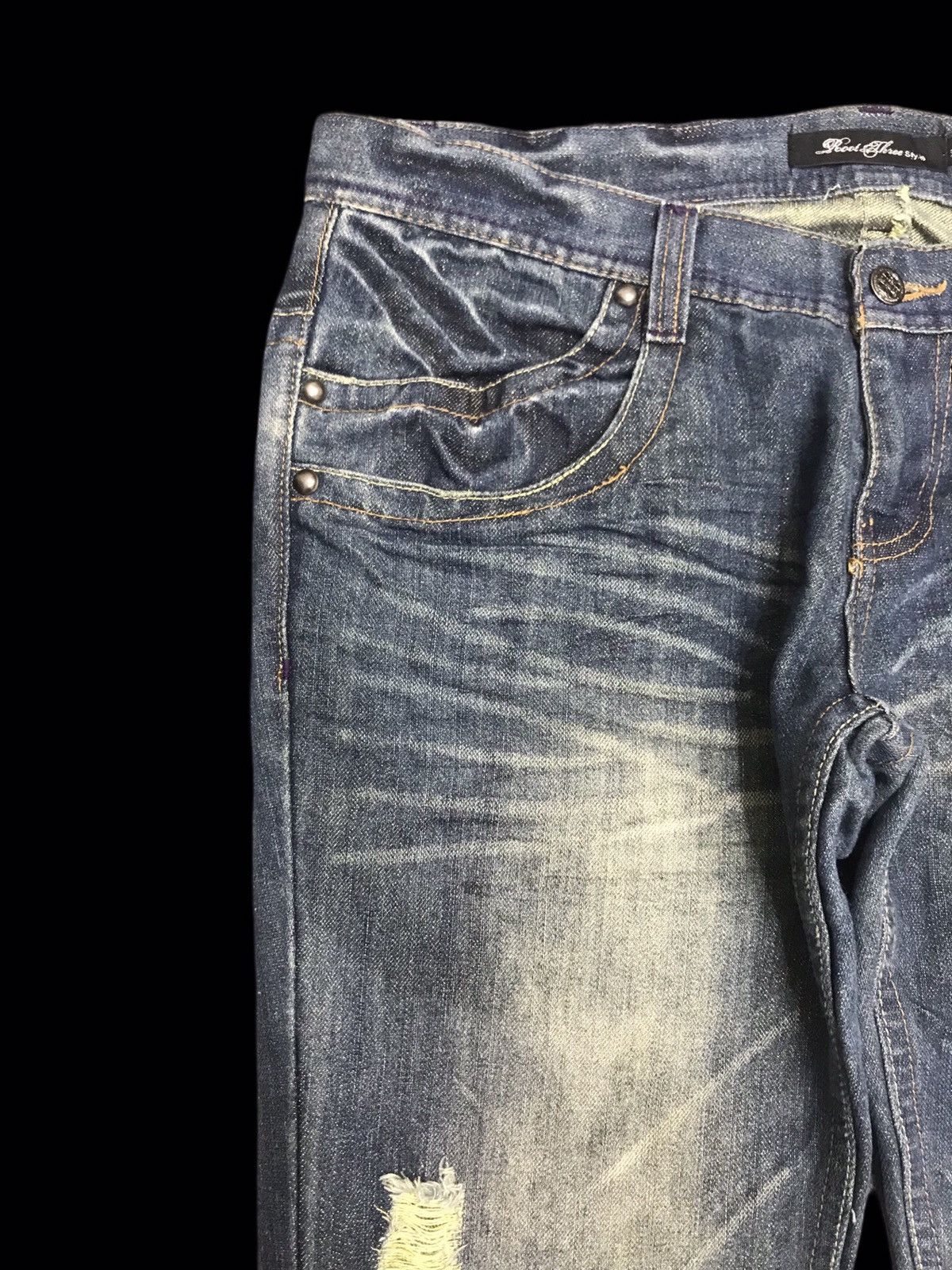 Japanese Brand 💥FLARE💥Rare Root Thre Flare Low Rise Distressed Denim F163 Size US 35 - 5 Thumbnail