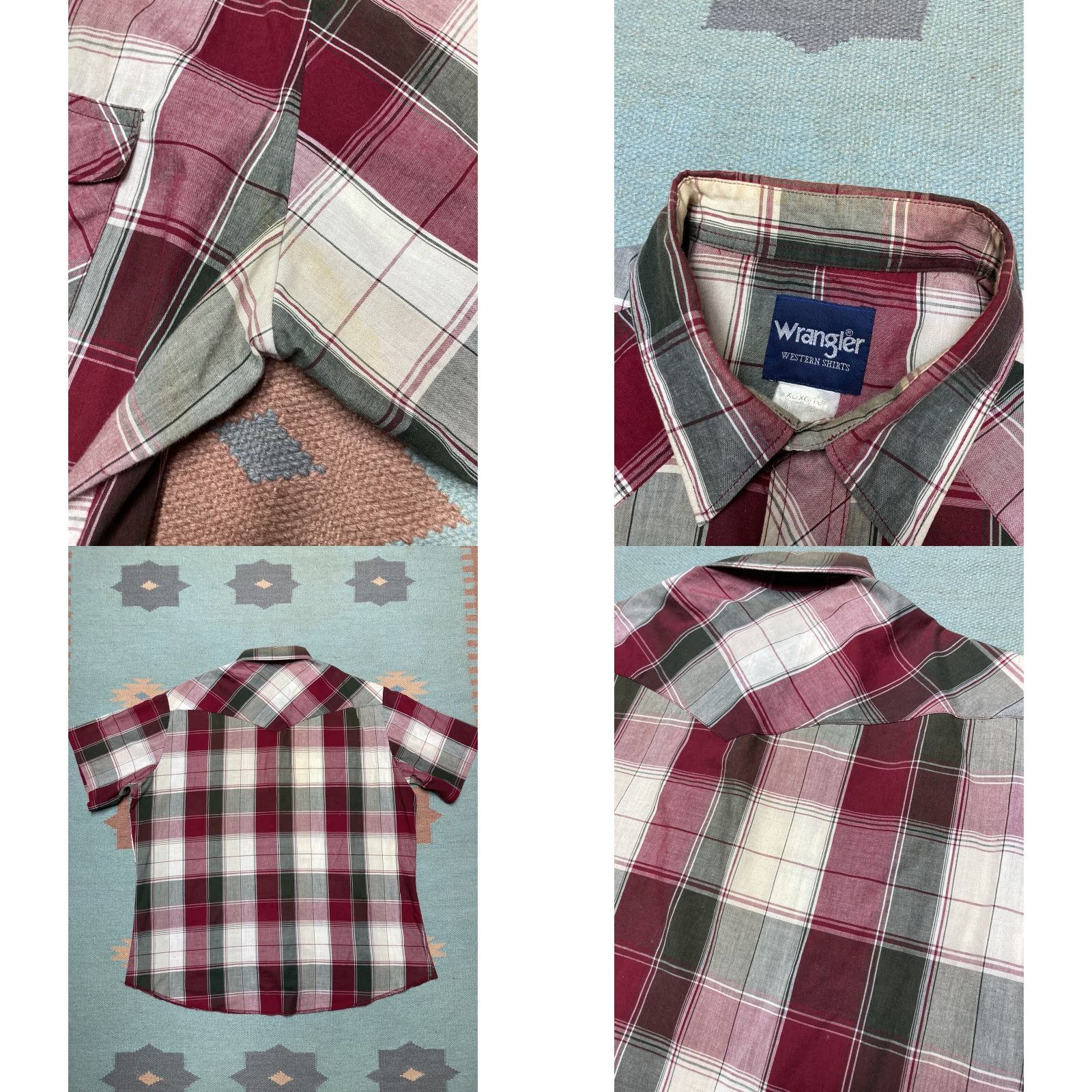 Wrangler VINTAGE Wrangler Pearl snap western shirt plaid short sleeve red 90s XL Mens Size US XL / EU 56 / 4 - 8 Thumbnail