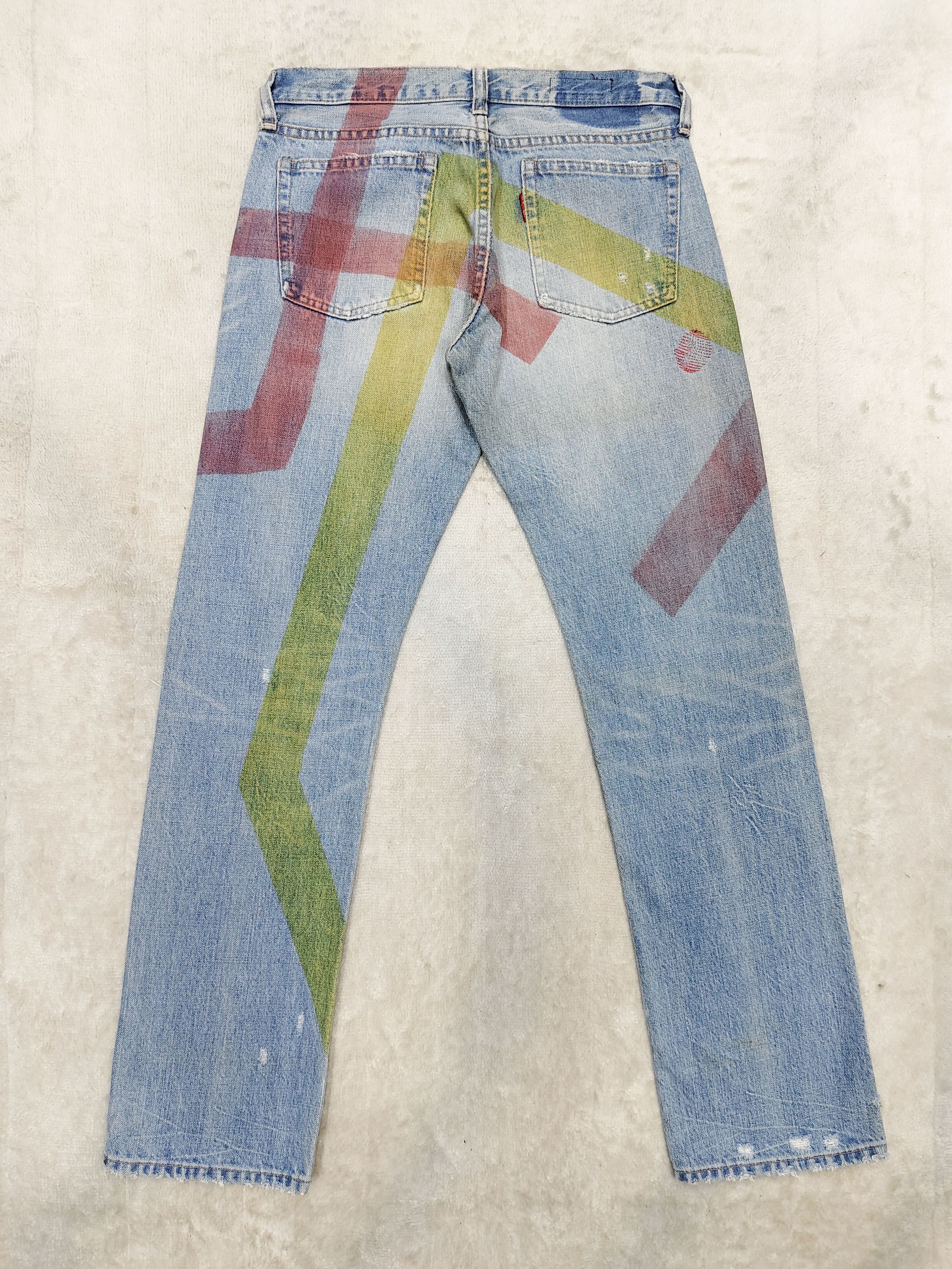 Hysteric Glamour 00s RNA.Inc🇯🇵 Hand Painted Lines Pacthwork Destroyed Jeans Size US 29 - 3 Thumbnail