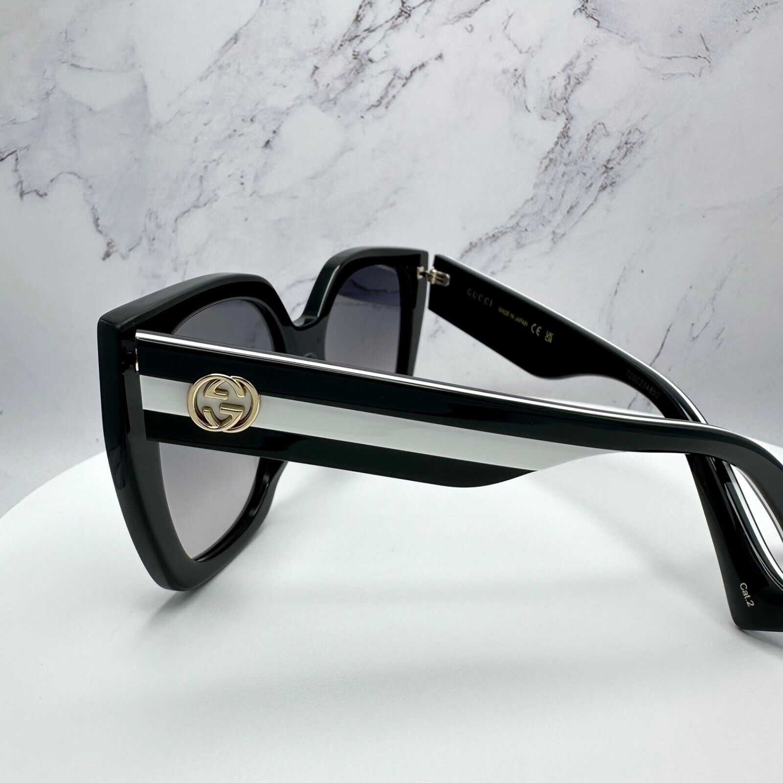 Gucci New Gucci Sunglasses Black White Gold Interlocking GG Size ONE SIZE - 16 Thumbnail