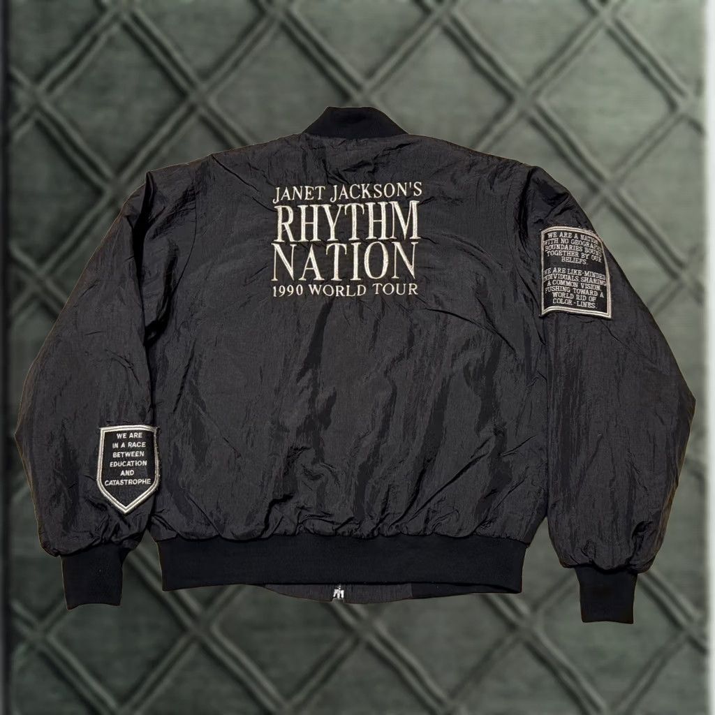 Rhythm VINTAGE Janet Jackson Rhythm Nation Tour Jacket L/XL Windbreaker Black 90s Music Band Embroidered Logo Full Zip Womens/Mens Size US L / EU 52-54 / 3 - 1 Thumbnail