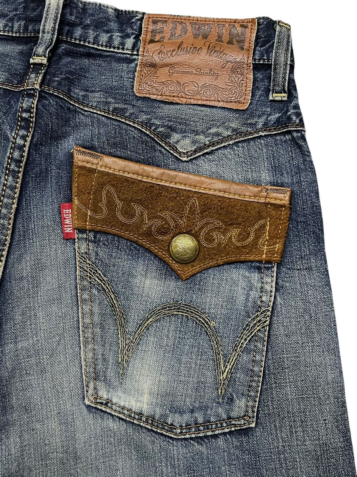 Edwin Loose Vintage Edwin 403 Japan - Black Distressed Denim Size US 34 / EU 50 - 9 Thumbnail