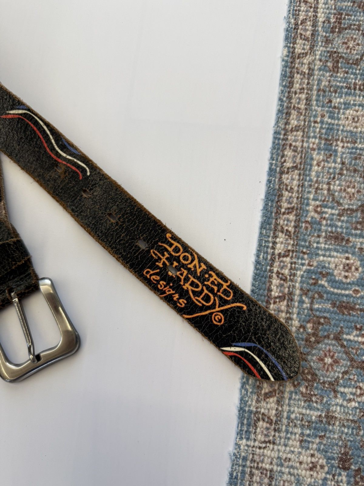 Ed Hardy Rare Don Ed Hardy Crazy Y2K Leather Belt Size ONE SIZE - 3 Thumbnail