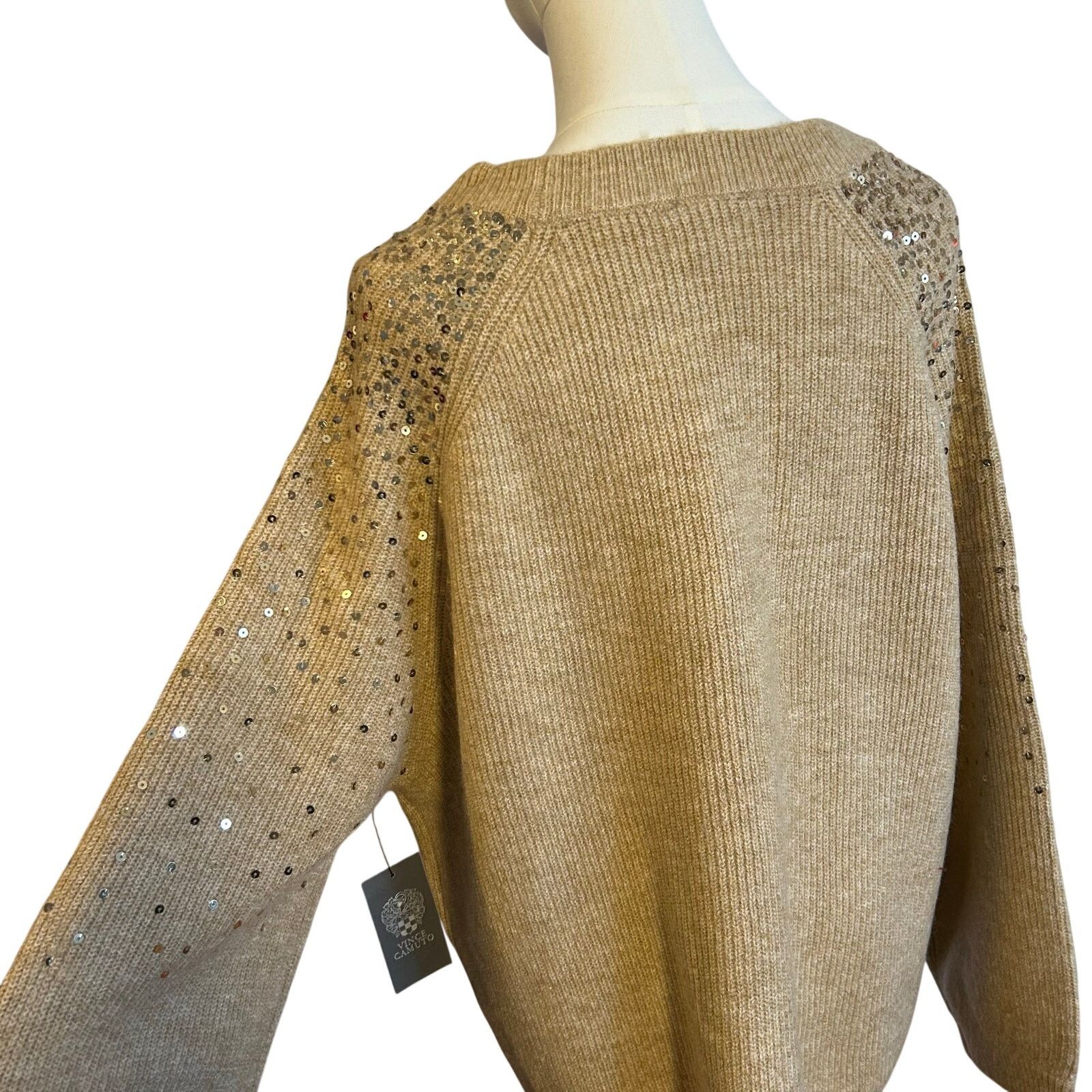 Vince Camuto Vince Camuto Sequin Raglan Pullover Sweater NWT Camel L Size L / US 10 / IT 46 - 4 Thumbnail