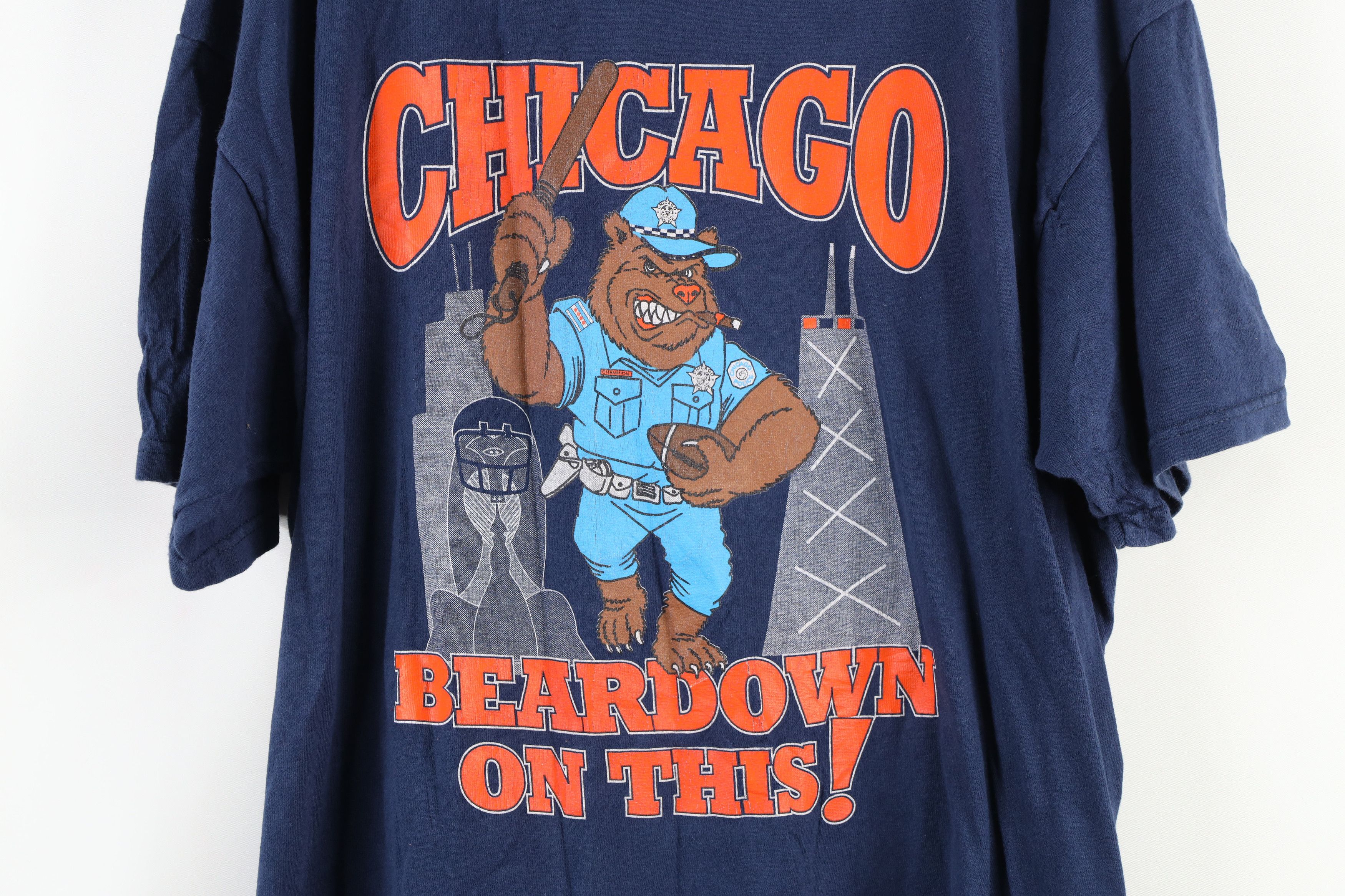 Vintage Vintage Police Chicago Bears Football T-Shirt Blue Cotton Size US XXL / EU 58 / 5 - 4 Thumbnail