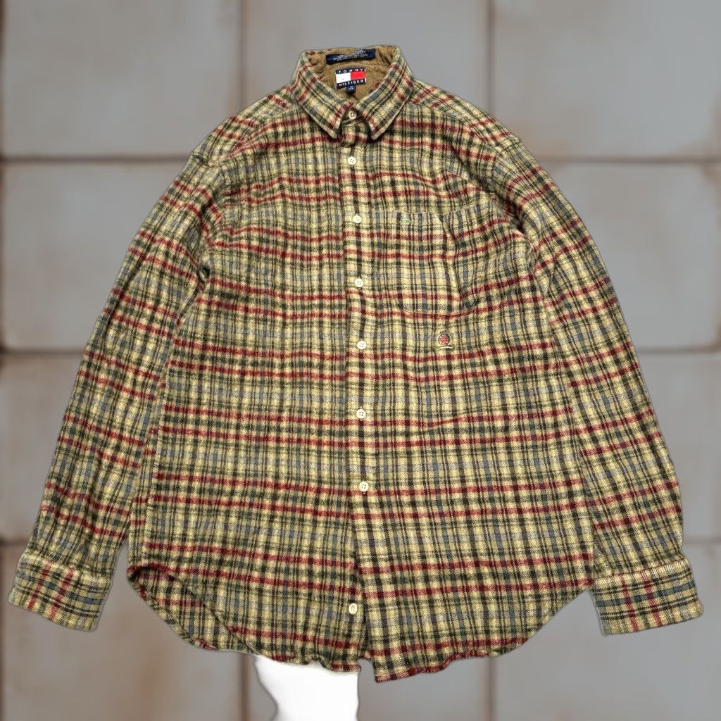 Tommy Hilfiger VINTAGE Tommy Hilfiger Men’s Medium Brown Plaid Wool Flannel Button-Up Shirt 90s Mens M Brown Classic Wool Flannel Shirt Size US M / EU 48-50 / 2 - 1 Thumbnail