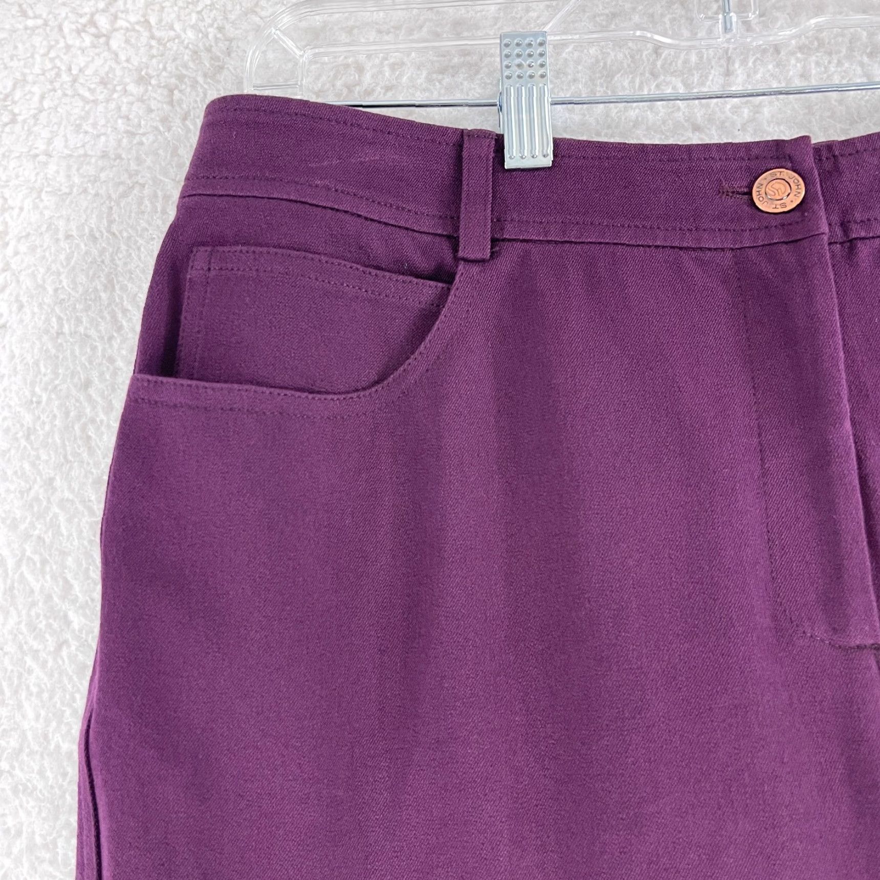 St. John St. John Purple Pleated Straight Leg Pants Womens Size 10 High Rise Casual Dress Pant Size 32" / US 10 / IT 46 - 4 Thumbnail