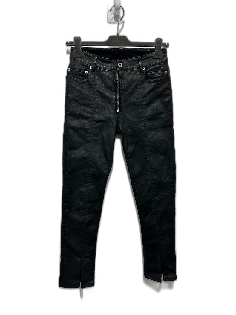 rick owens black waxed motorcycle pants-2508