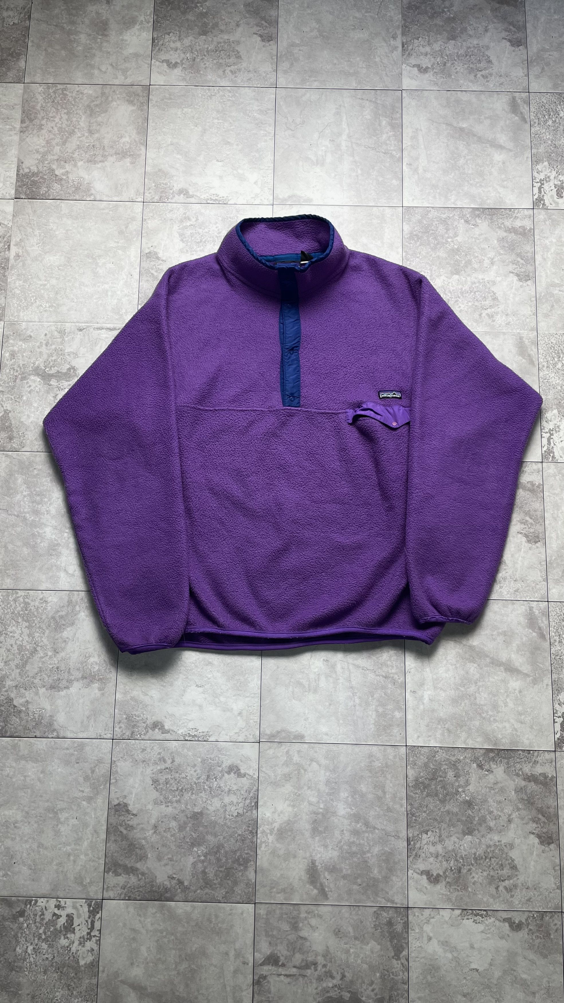 image of Patagonia Synchilla Retro Snap Button Jacket in Purple, Men's (Size 2XL)