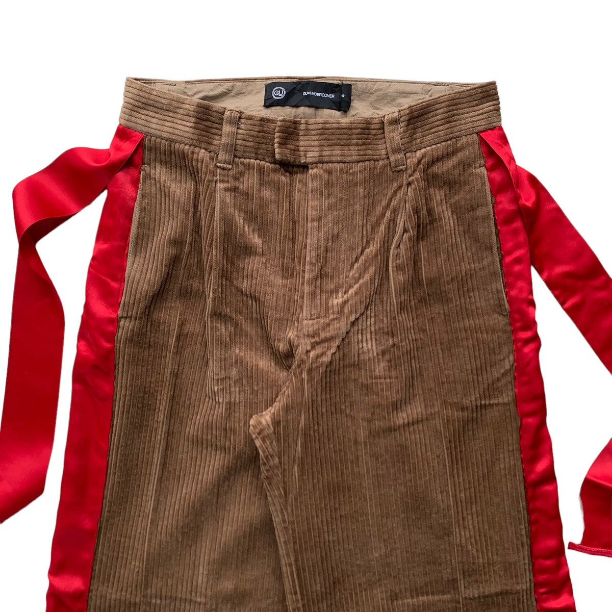 Designer × Japanese Brand × Undercover GU Undercover Women's Ribbon Bow Corduroy Wide Trousers Size 27" / US 4 / IT 40 - 2 Thumbnail