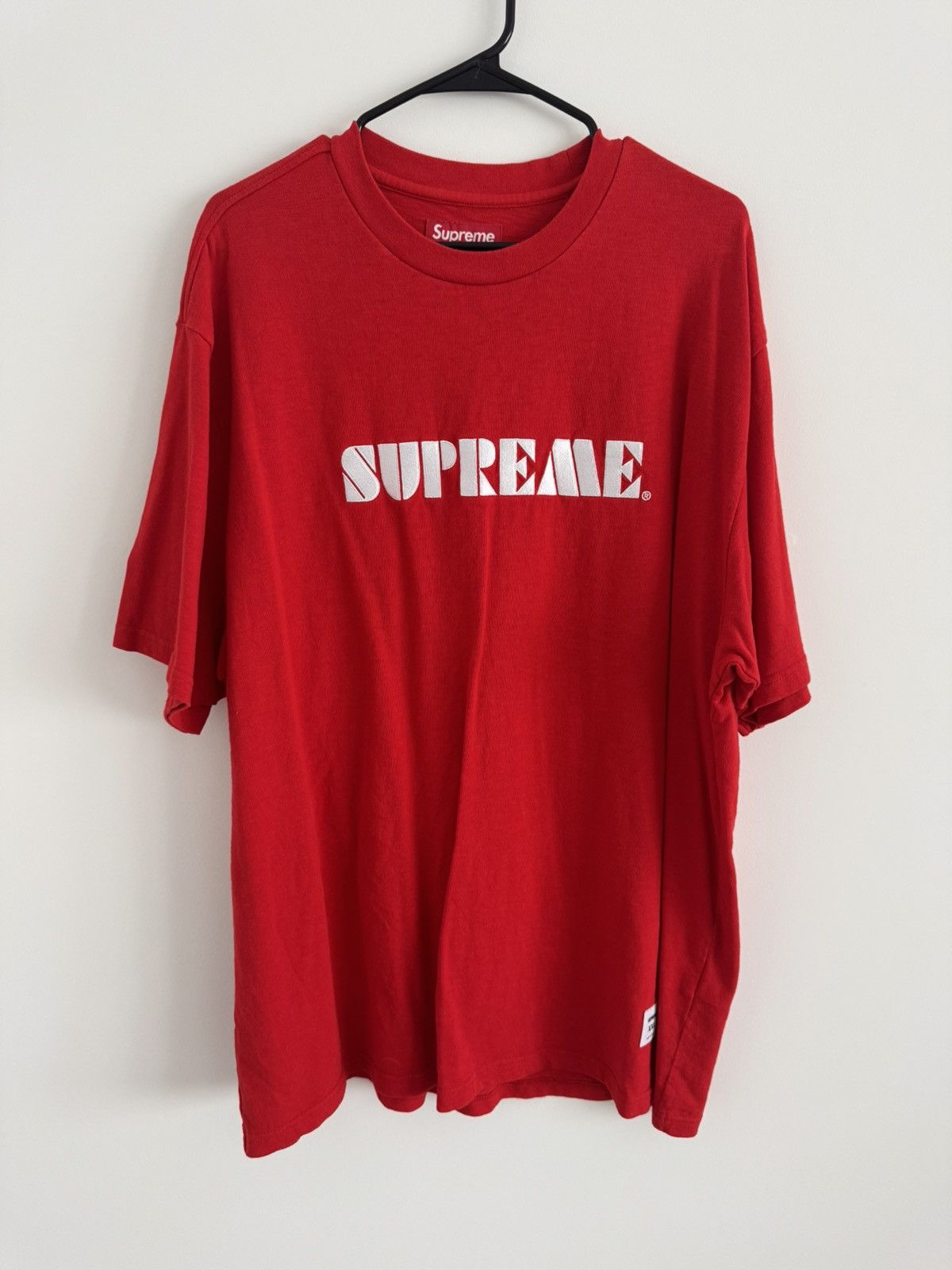 Supreme Supreme Stencil Embroidered Red Tee Size 2XL Size US XXL / EU 58 / 5 - 1 Thumbnail
