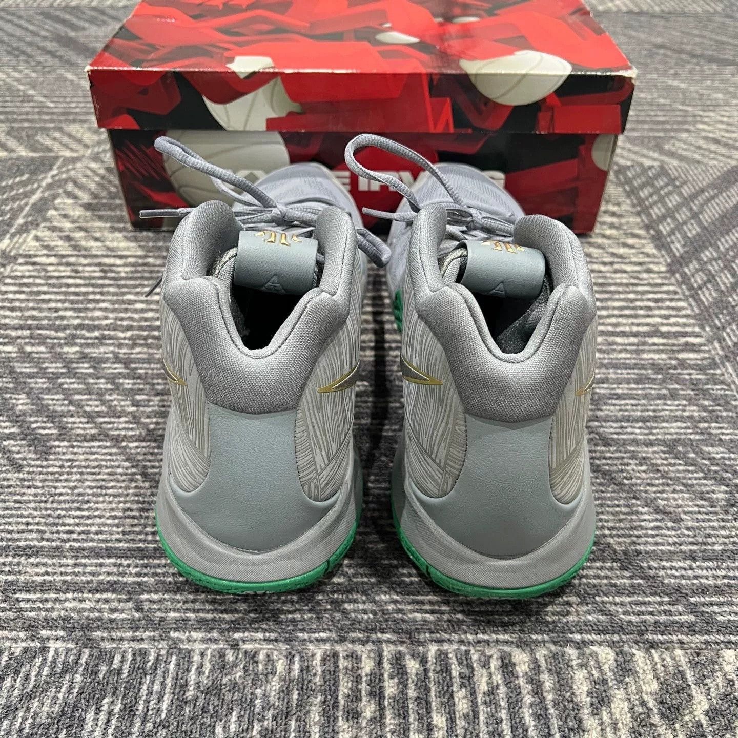 Nike Nike Kyrie 4 Gray Green Basketball Shoes Size US 5 / EU 37 - 3 Thumbnail