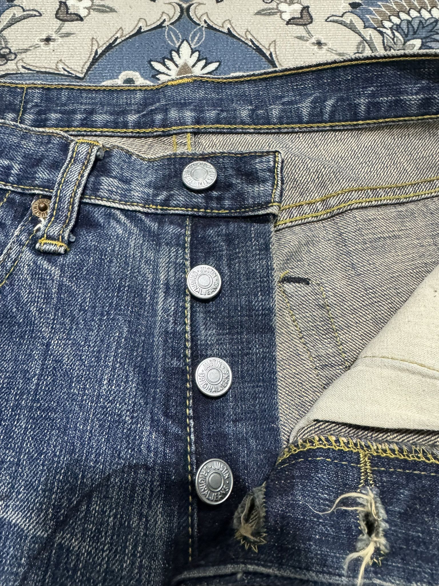 Japanese Brand × Justin Vintage Justin USA Selvadge Jeans Distress Ripped Jeans Size US 29 - 10 Thumbnail