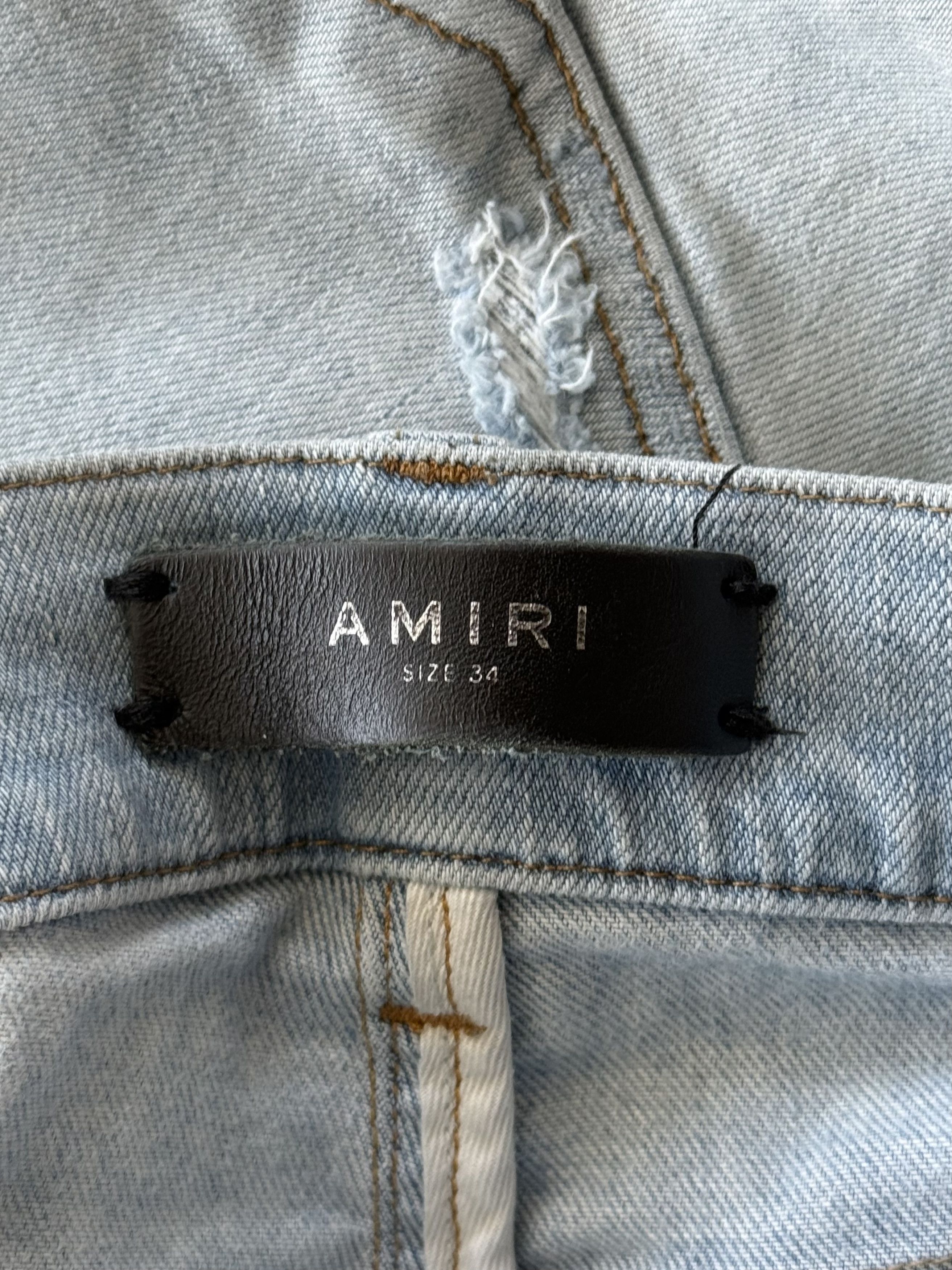 Amiri Amiri Light Indigo & Watercolor Patch MX1 Jeans Size US 34 / EU 50 - 3 Thumbnail
