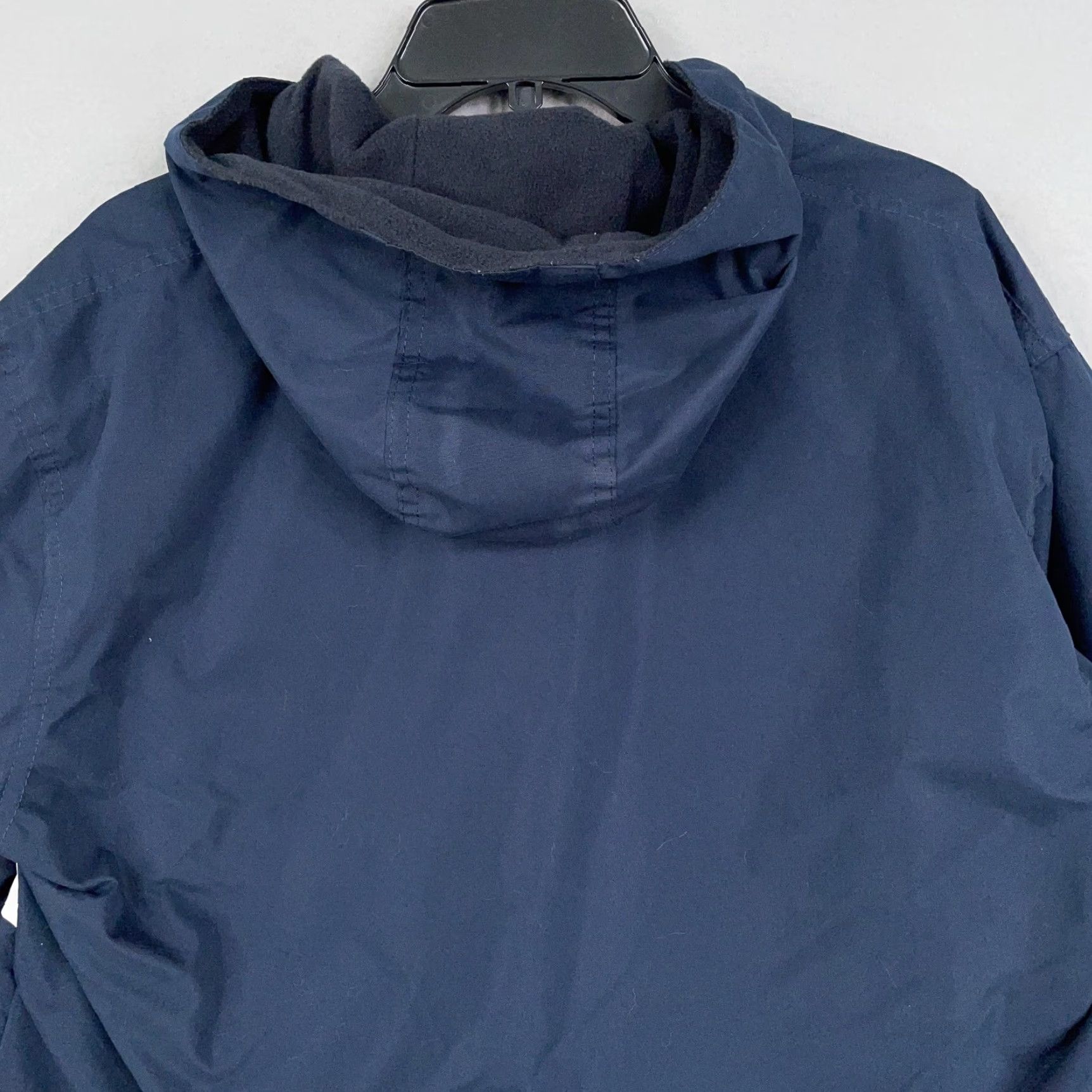 Vintage Mackinac Island Michigan Jacket Mens Small Navy Hooded Windbreaker Rain Coat Zip Lined Water Resistant Dimco Apparel Navy Striped Front Zipper Pockets Size US S / EU 44-46 / 1 - 7 Thumbnail
