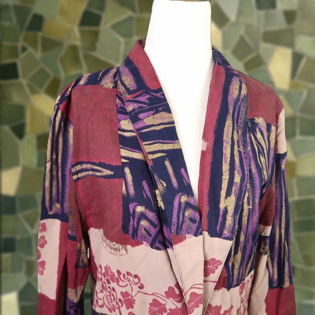 Vintage VINTAGE 90s blazer Abstract floral patchwork plum purple pink S Mens Womens? Size S / US 4 / IT 40 - 1 Thumbnail