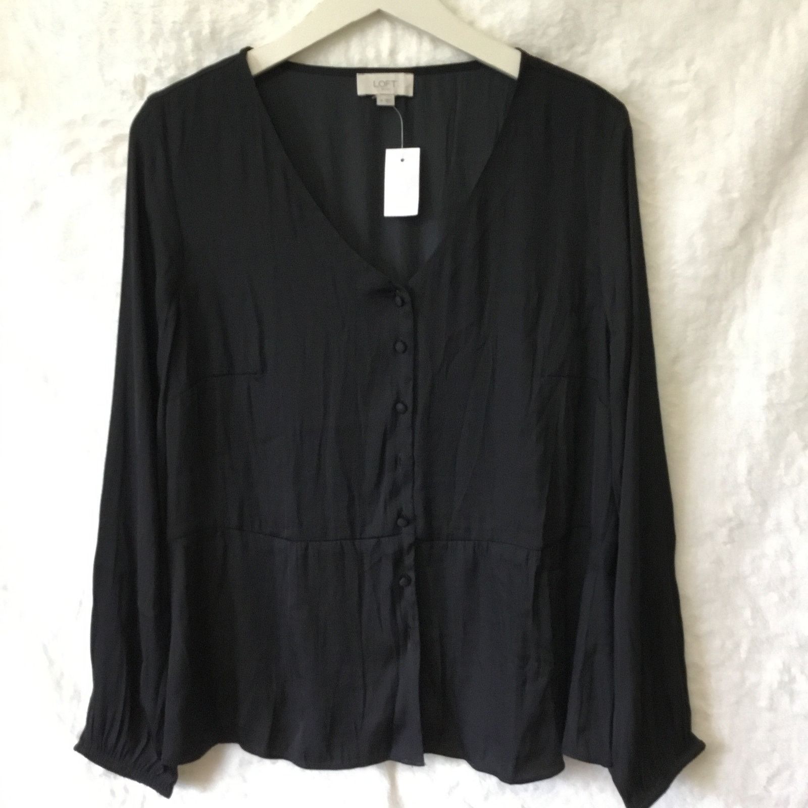 Loft LOFT Black Covered Button Blouse Size S / US 4 / IT 40 - 1 Thumbnail