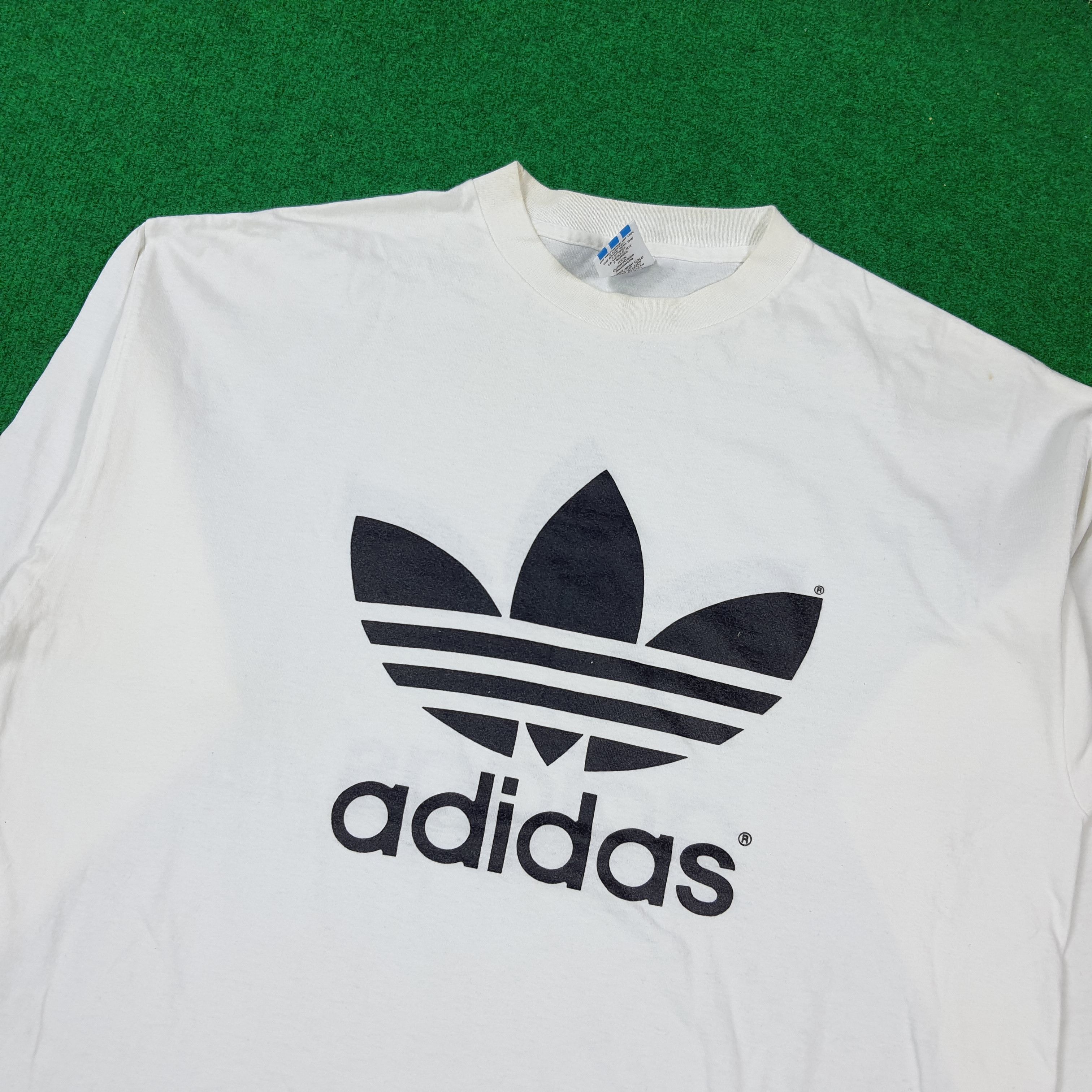 Adidas Vintage 90s Adidas Trefoil Madde in USA Tshirt C285N75 Size US XL / EU 56 / 4 - 2 Thumbnail