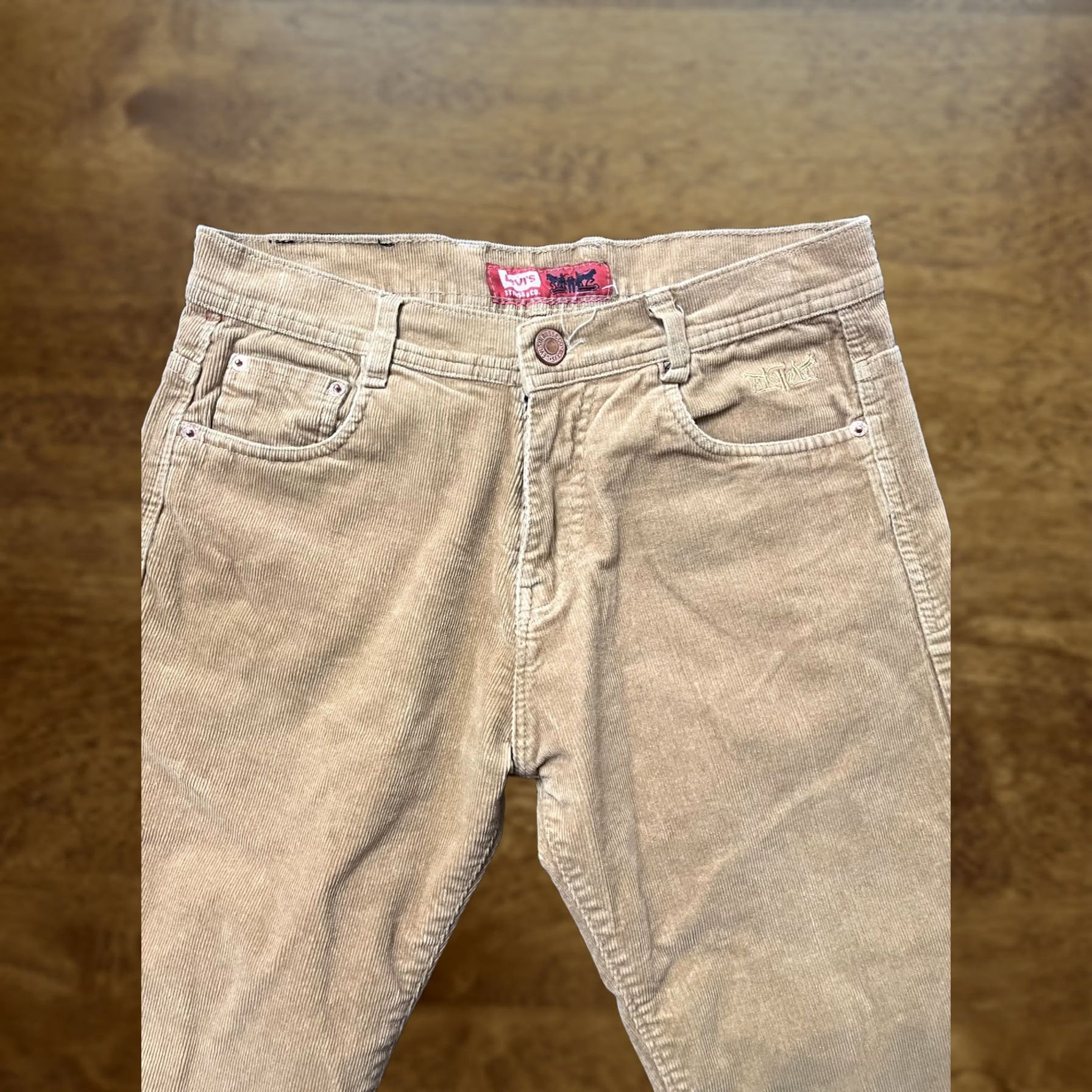 Levi's Levi's 513 Slim Straight Pants Mens 32x32 Corduroy Beige Five Pocket Casual Chino Block Logo Vintage No zip Mens Size US 32 / EU 48 - 1 Thumbnail