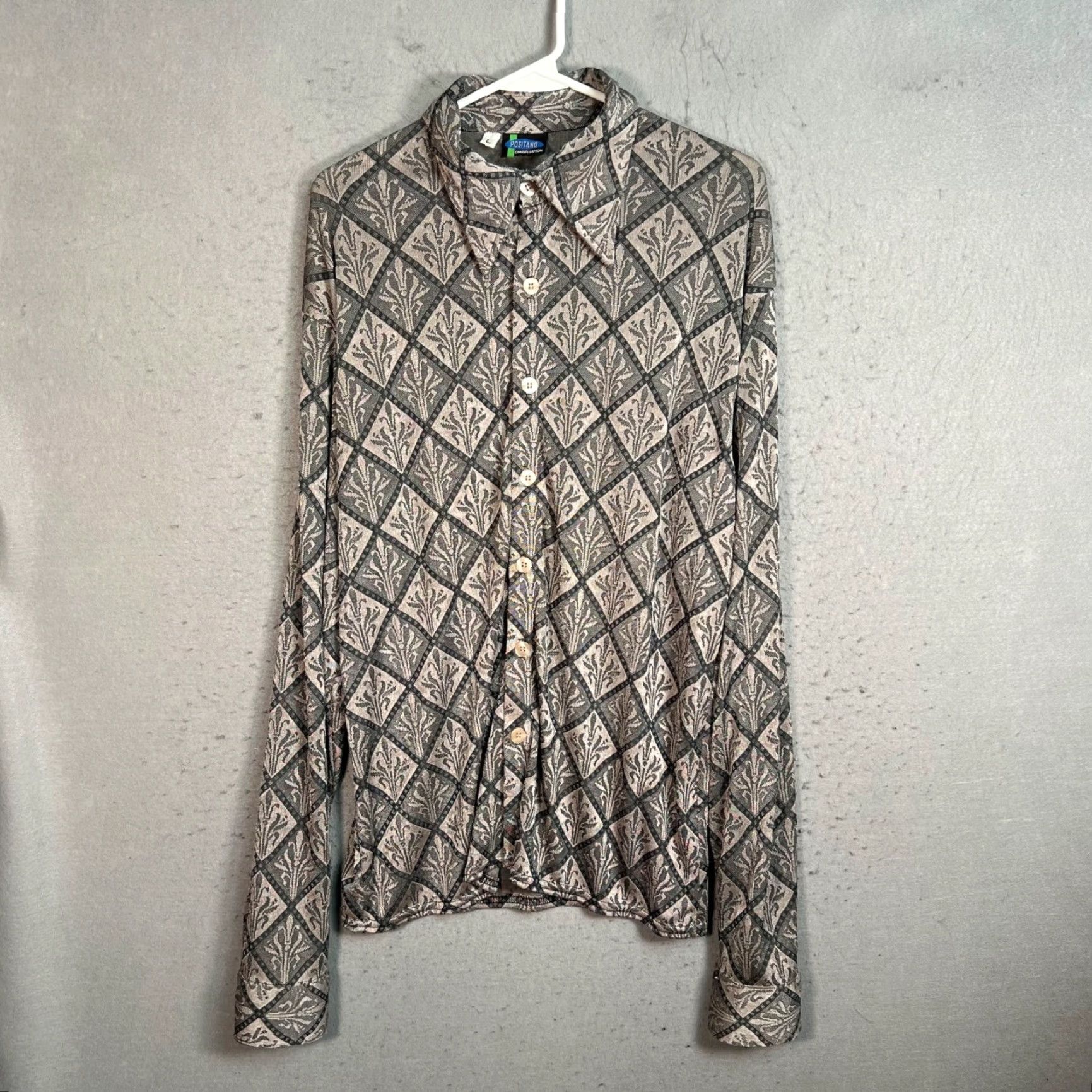 Vintage VINTAGE Charles Lapson Mens Large Button-Up Long Sleeve Shirt Gray/Black Size US L / EU 52-54 / 3 - 2 Thumbnail