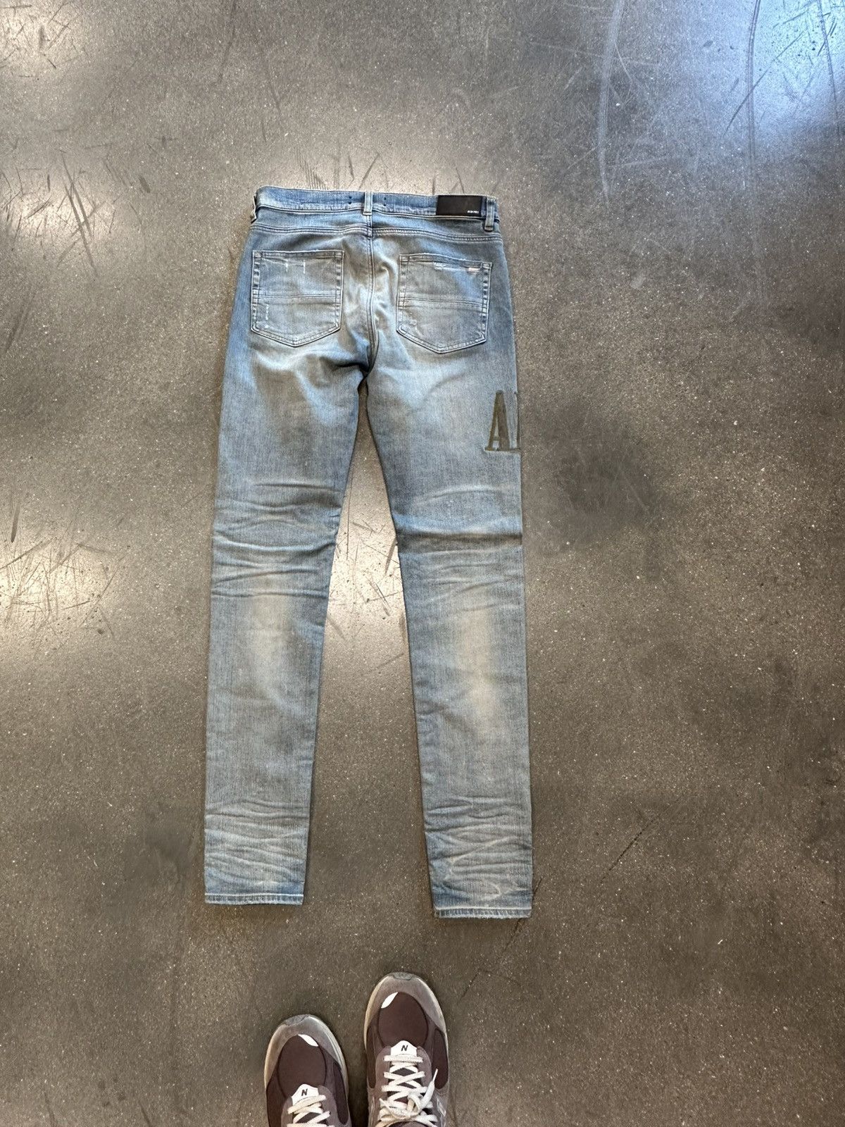 Amiri MX1 Yellow Ultra Suede Patch Dark Indigo