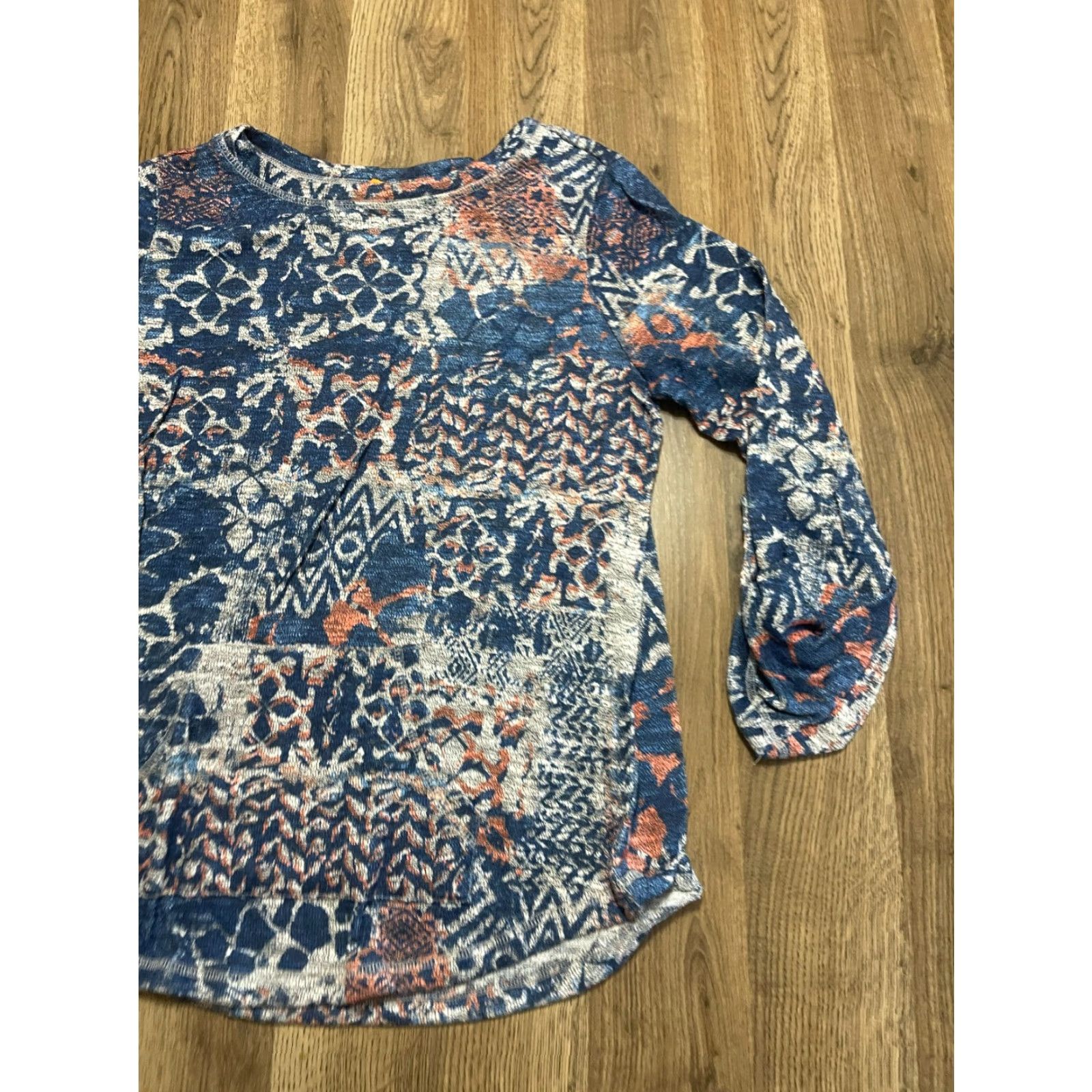 Vintage Ruby Rd. Shirt Women Size S Long Sleeve Orange White Blue Solid Casual Modern Lightweight Size S / US 4 / IT 40 - 4 Thumbnail