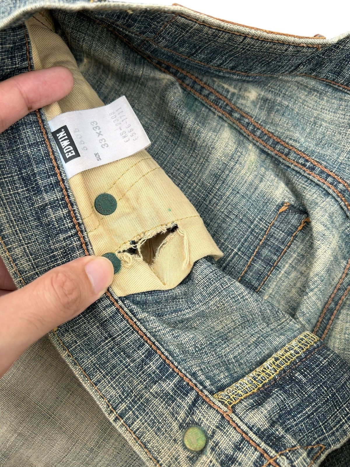 Kapital Vintage Edwin 505ZX Selvedge Sunfaded Rusty Dirty Denim Jean Size US 34 / EU 50 - 12 Thumbnail