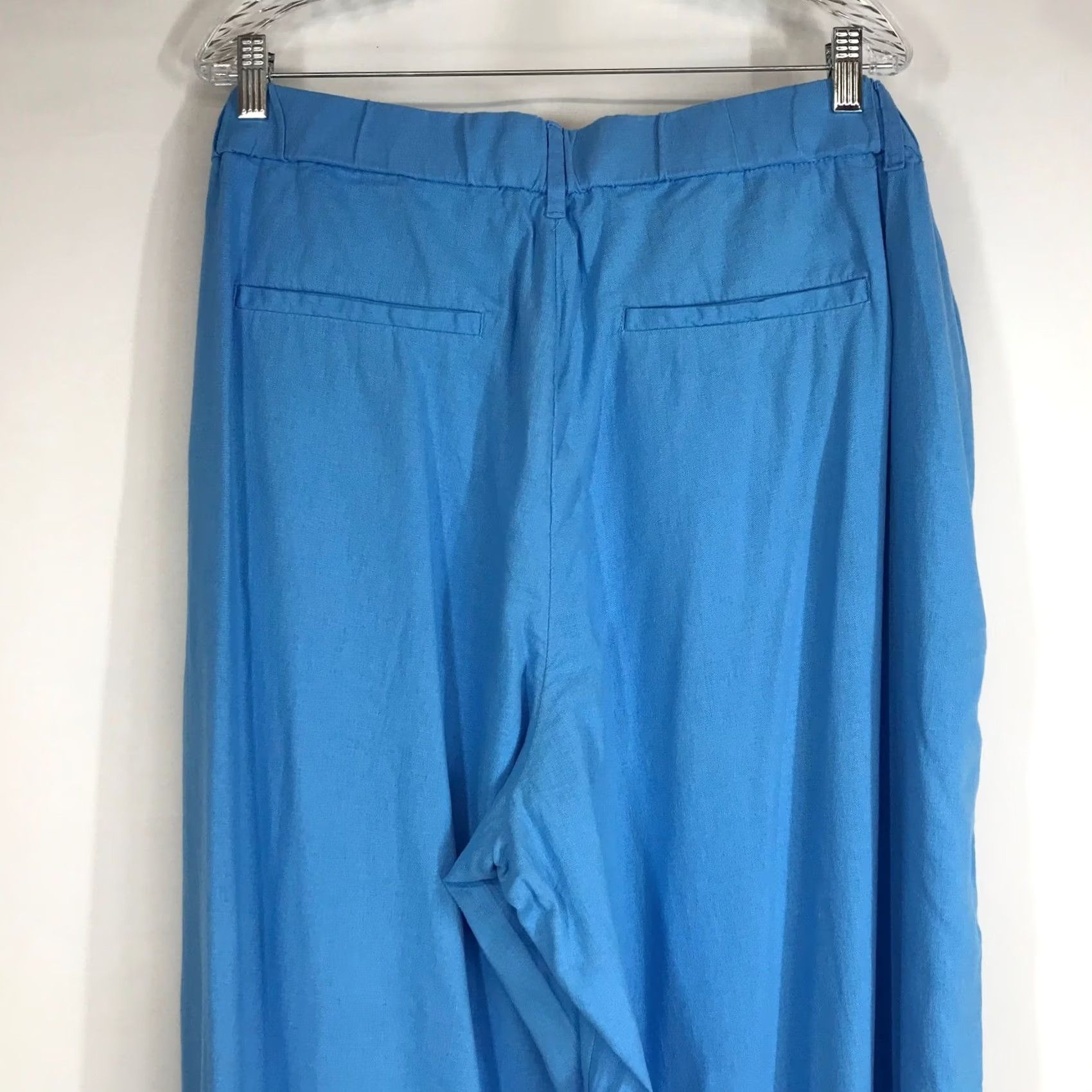 Vintage A New Day Blue Linen Blend Wide Leg Pants Womens 22 Size 22 Paperbag Pleated Elastic Waist Pockets Casual Summer Size 40" / US 18 - 5 Thumbnail