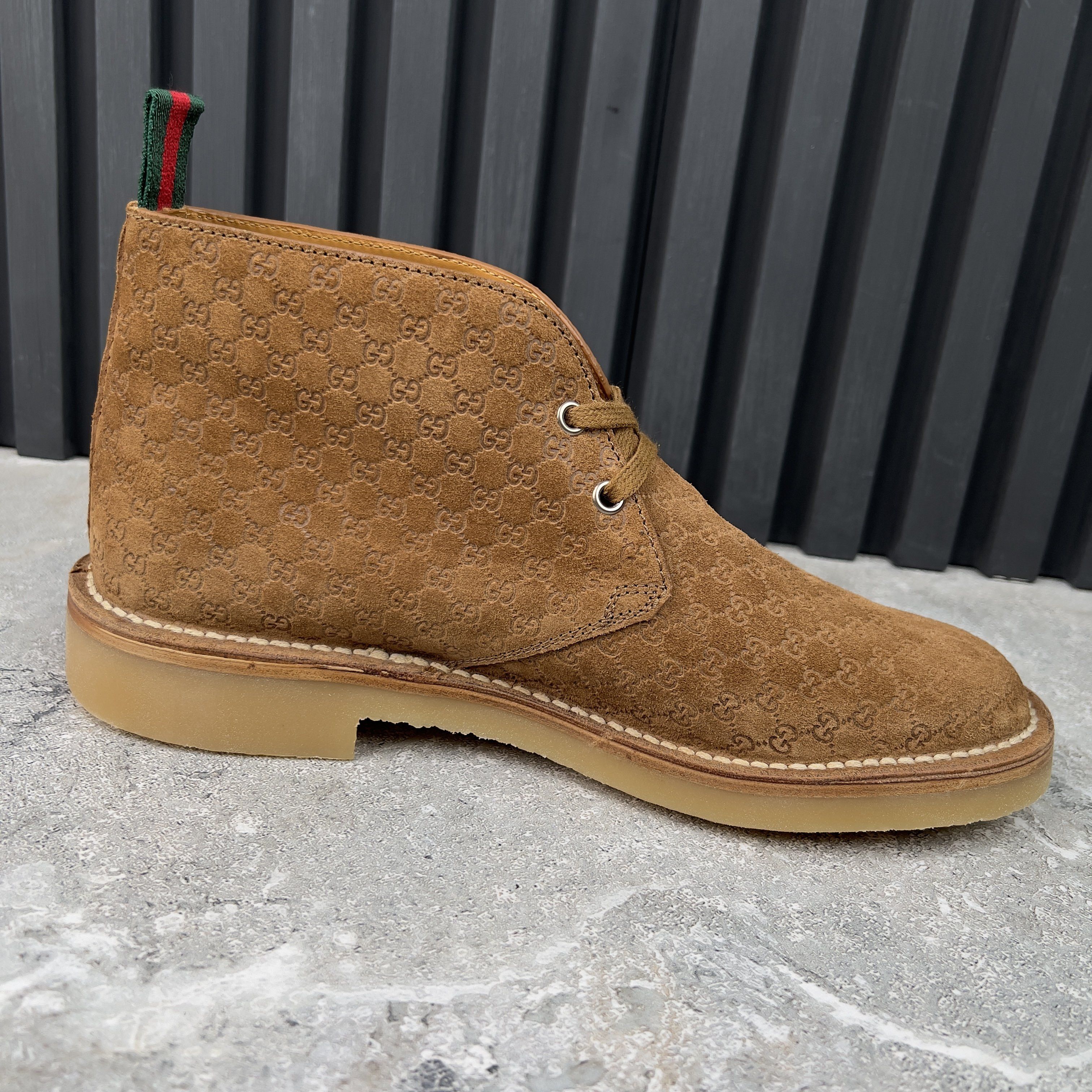 Gucci NEW Moreau Web GG Signature Desert Boots Camel Brown Suede Size US 8 / EU 41 - 7 Thumbnail