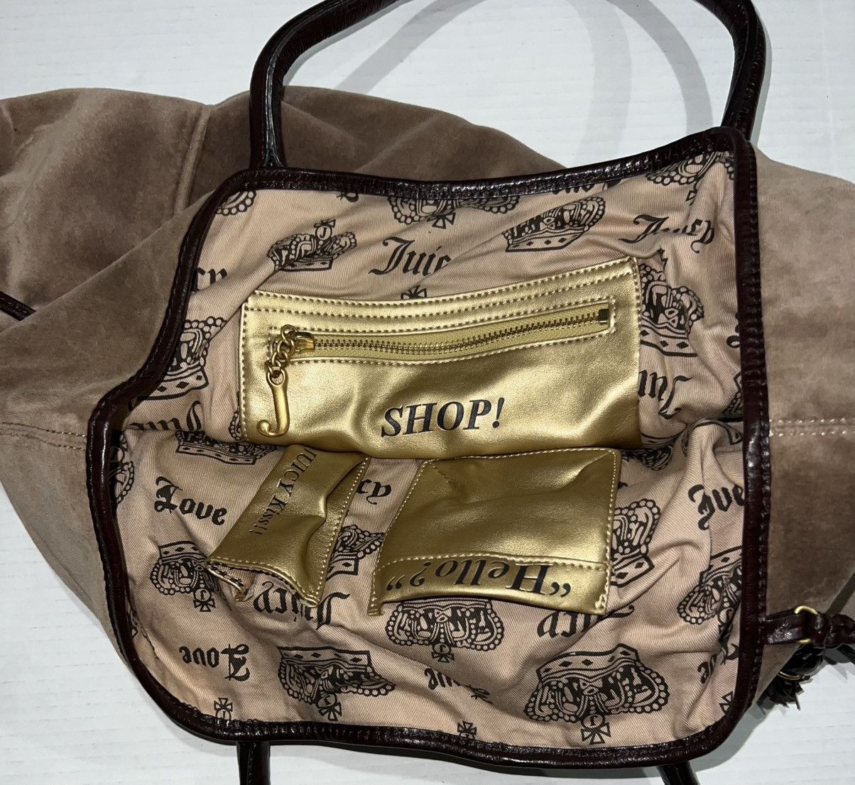 Juicy Couture Vintage Juicy Couture Handbag PurseTote Brown Velour Bag Y2k Size ONE SIZE - 8 Thumbnail